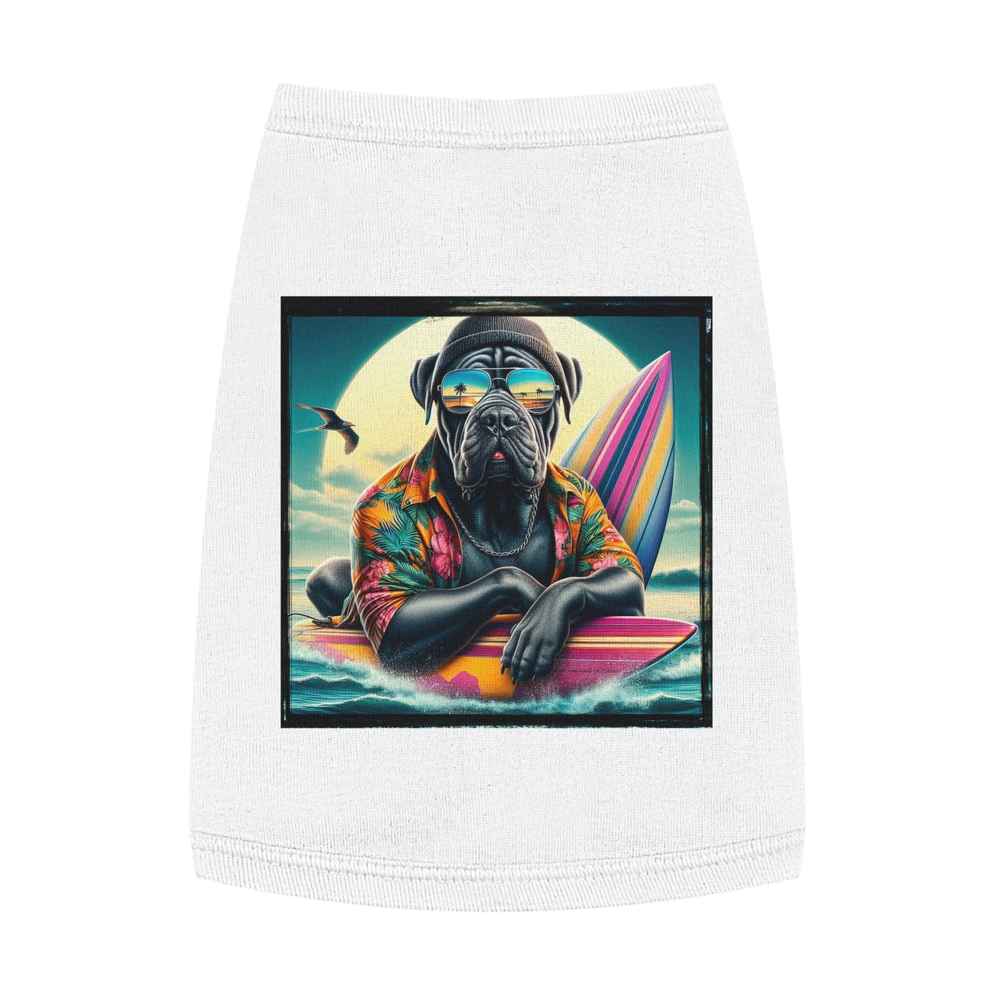 Pet Tank Top Cane Corso Surfer Pets Printify M White