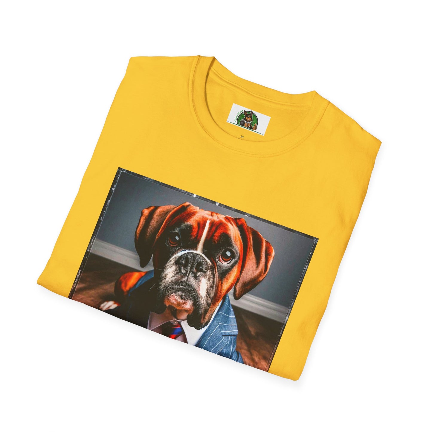 Boxer Dog Wearing Suit TShirt T-Shirt Printify