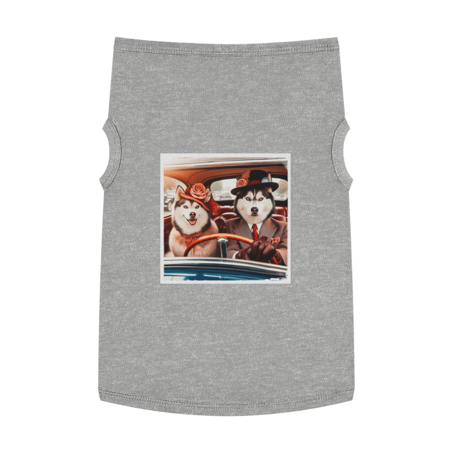 Pet Tank Top Husky couple driving Pets Printify XL Heather