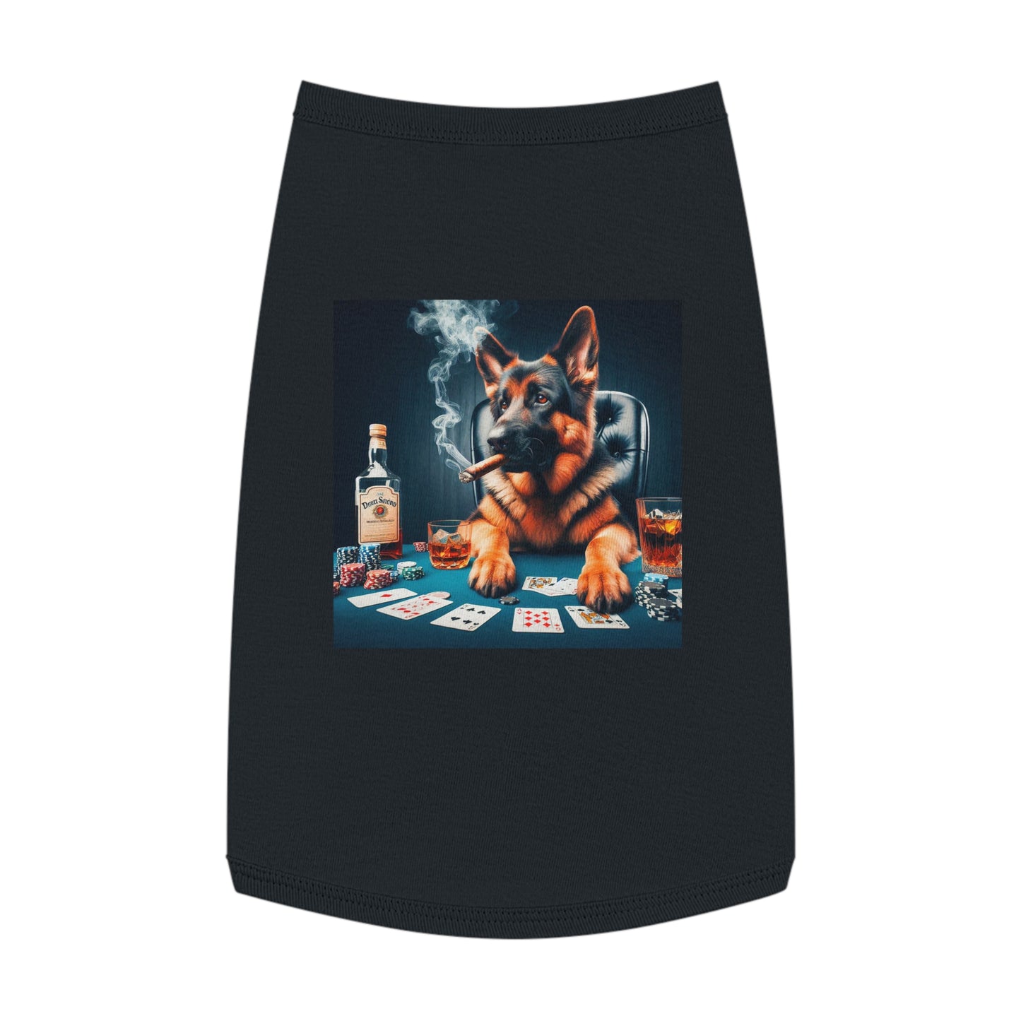 German Shepherd poker player shirt Pets Printify L Black