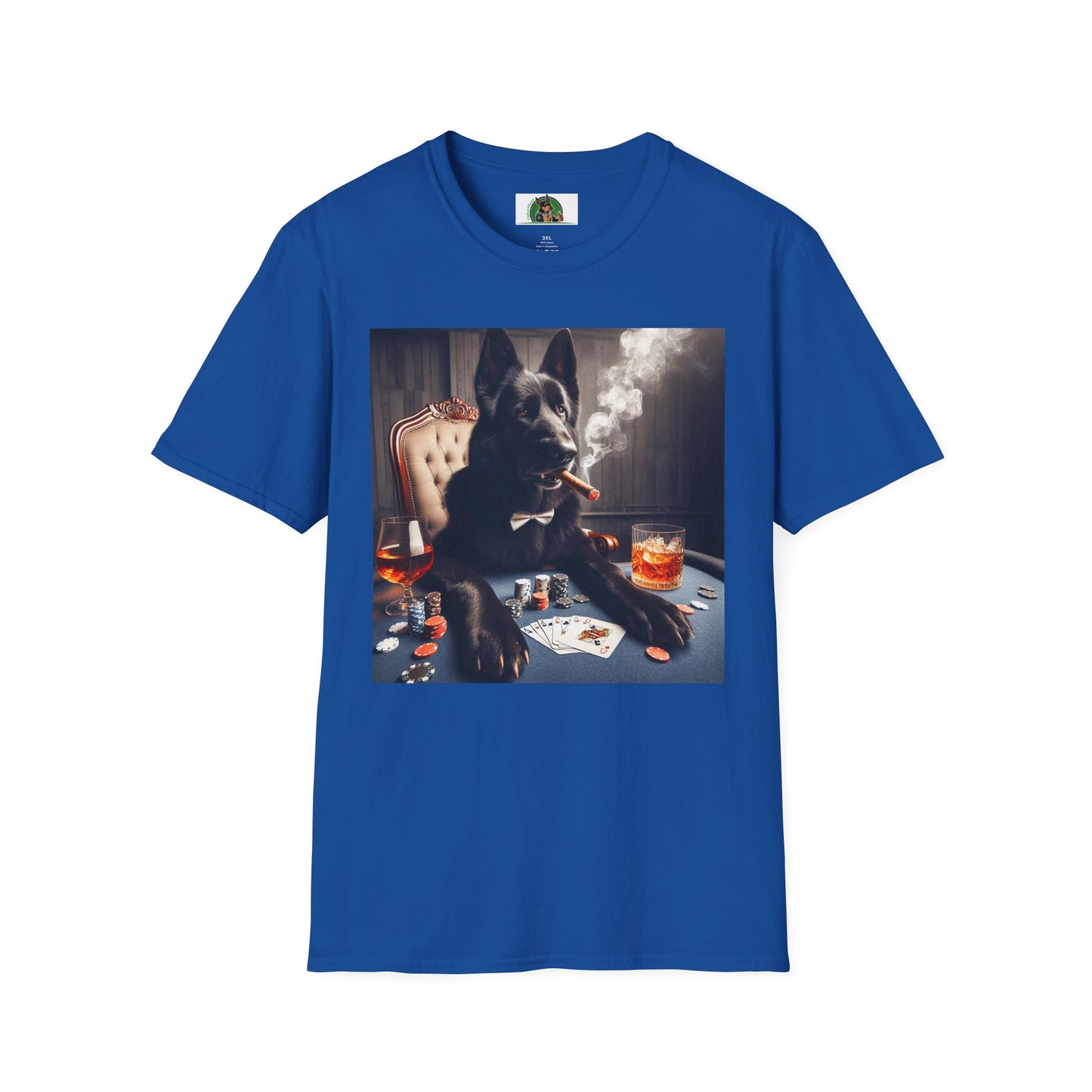 German Shepherd playing poker shirt T-Shirt Printify Royal S