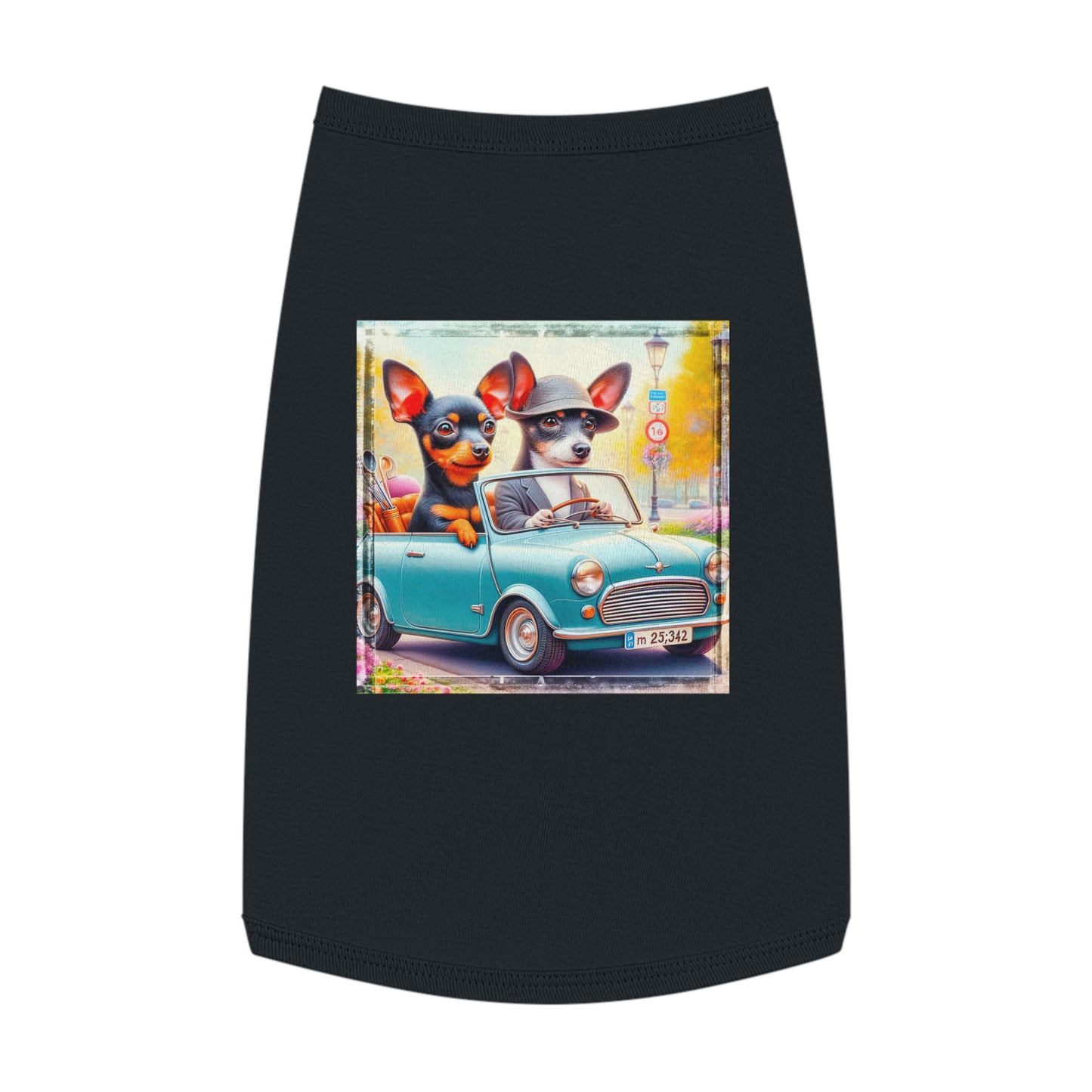 Wacky Pet Tank Top Rat Terrier couple driving Pets Printify L Black