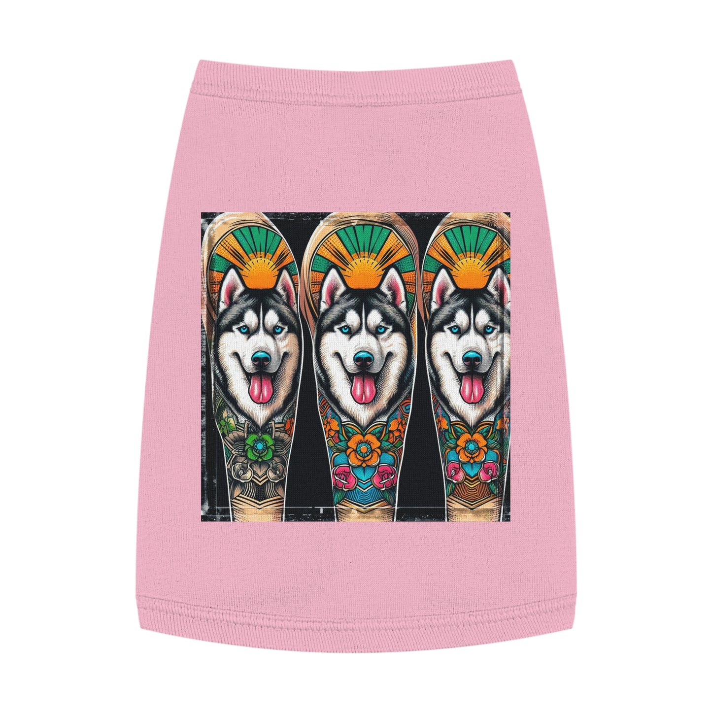 Pet Tank Top Husky fun tattoo Pets Printify M Pink
