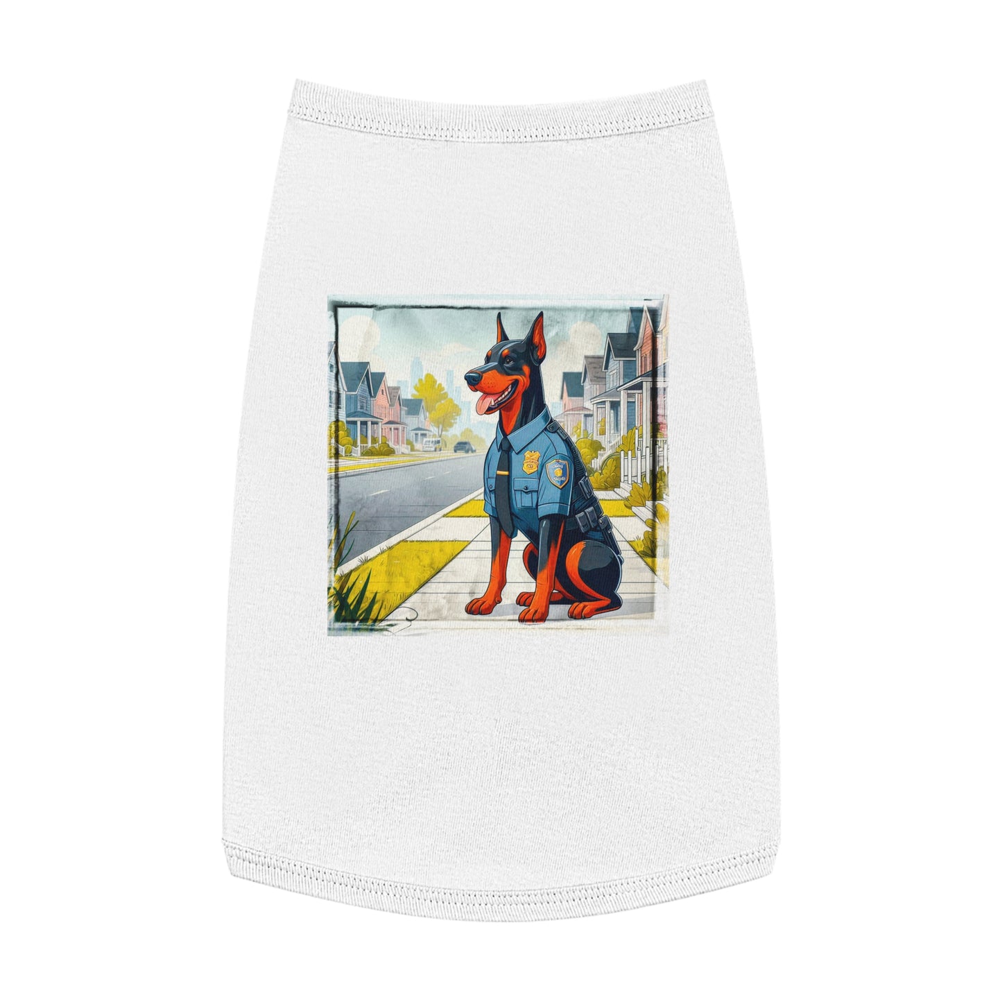 Pet Tank Top Doberman cop hero t shirt Pets Printify L White