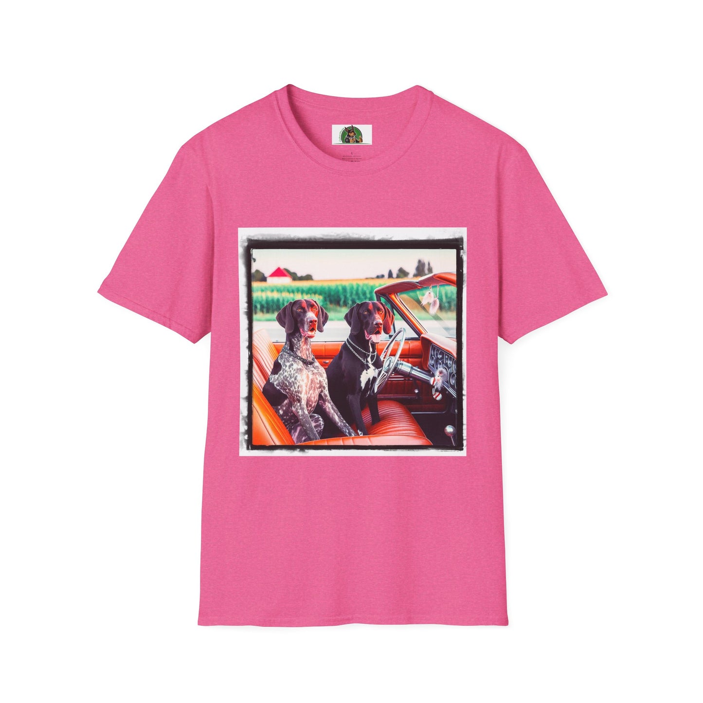 Wacky German Shorthaired Pointer friends driving t shirt T-Shirt Printify S Heather Heliconia