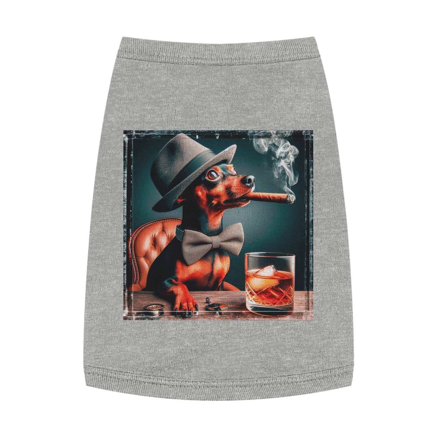 Min Pin Tank Tops cigar and drink Pets Printify M Heather