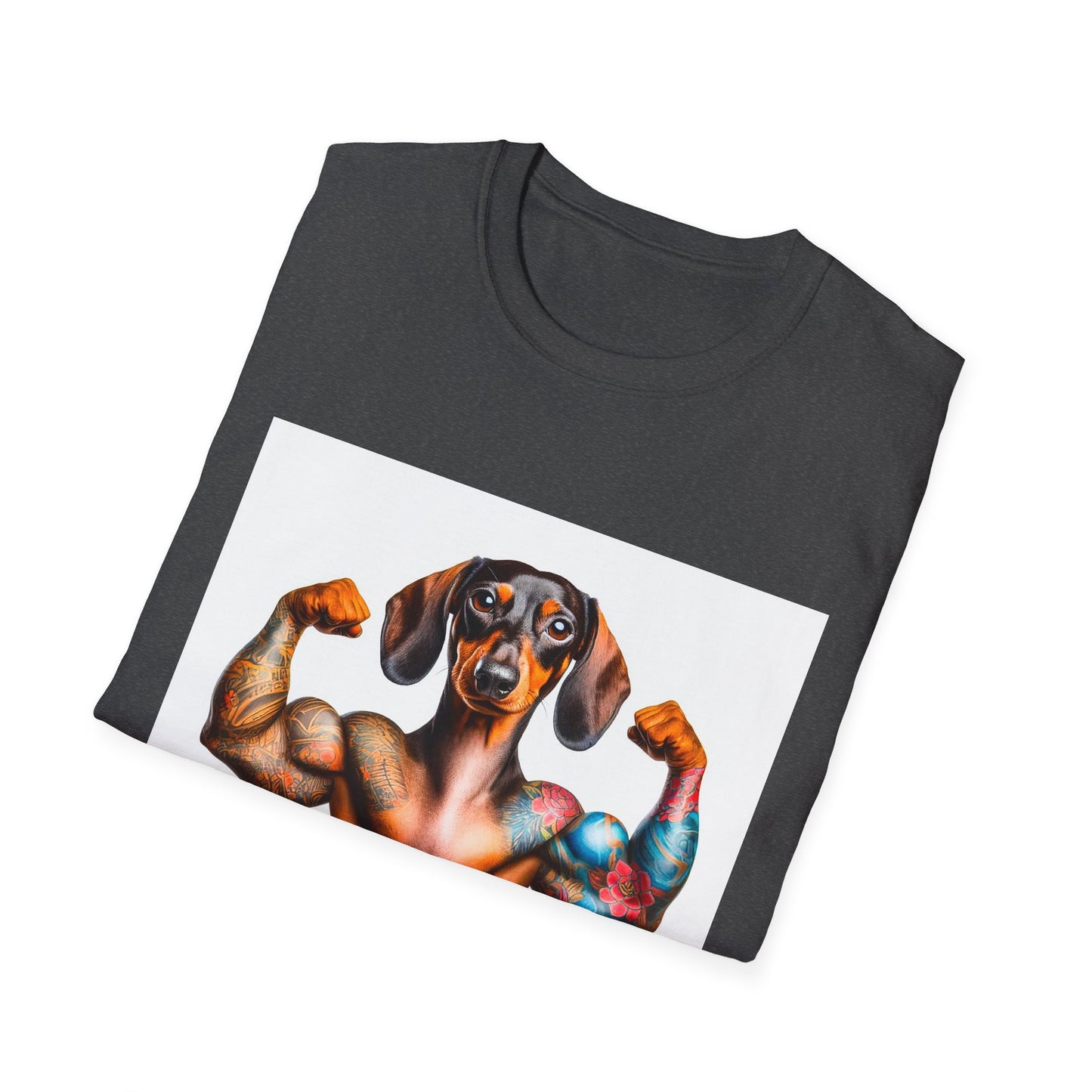 Dachshund muscles man t shirt T-Shirt Printify