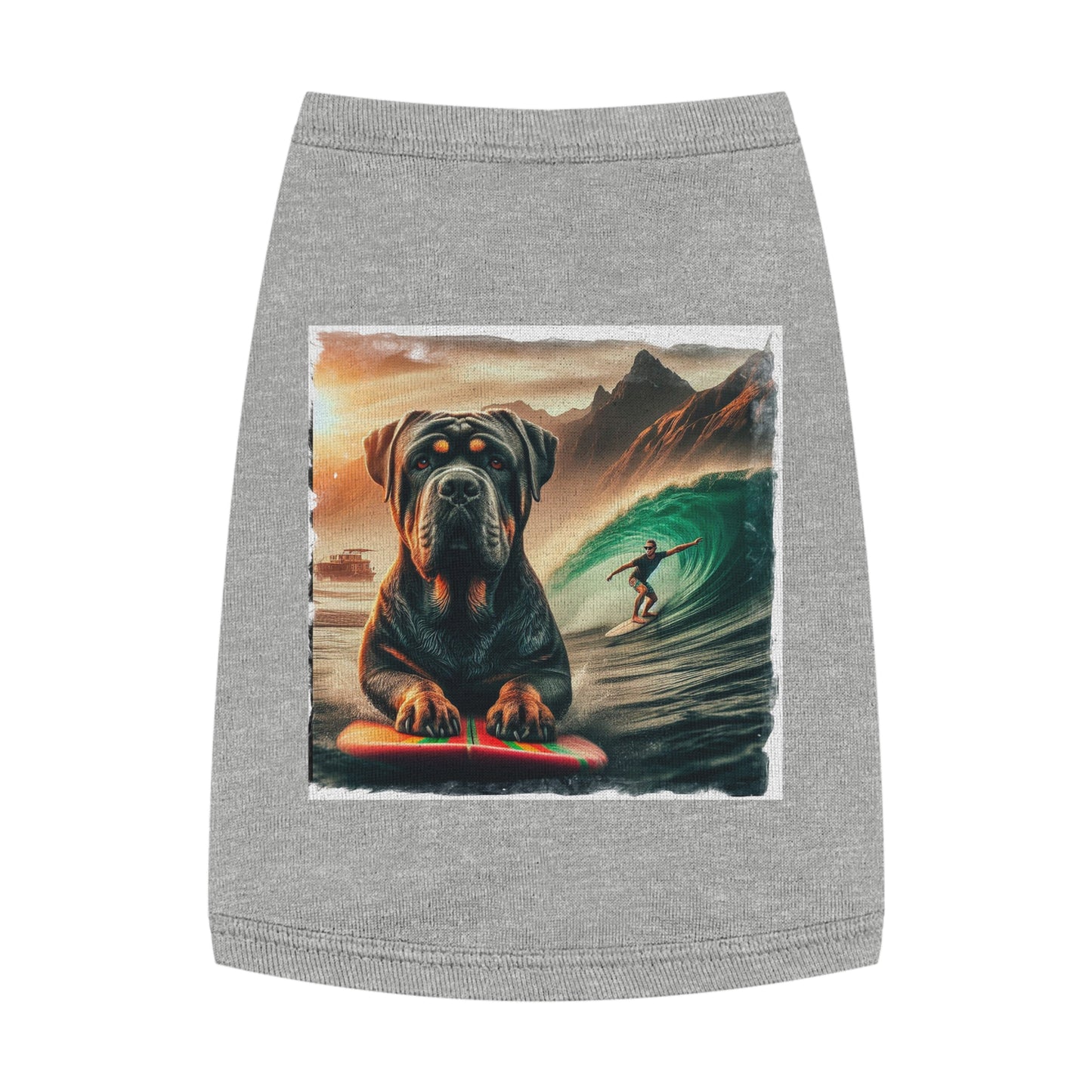 Pet Tank Top Cane Corso Surfing Dog Pets Printify M Heather