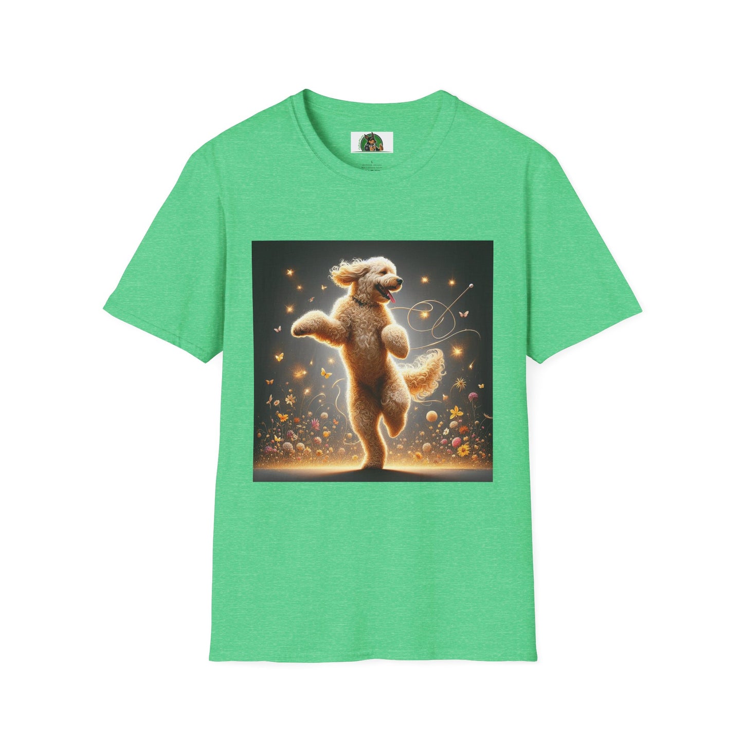 Dancing Golden Doodle T-Shirt T-Shirt Printify S Heather Irish Green