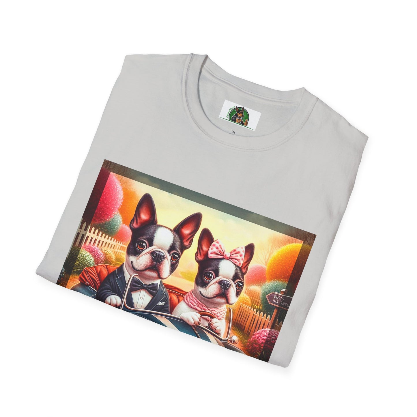 Wacky Boston Terrier Cute Dogs In Tiny Car Shirt T-Shirt Printify