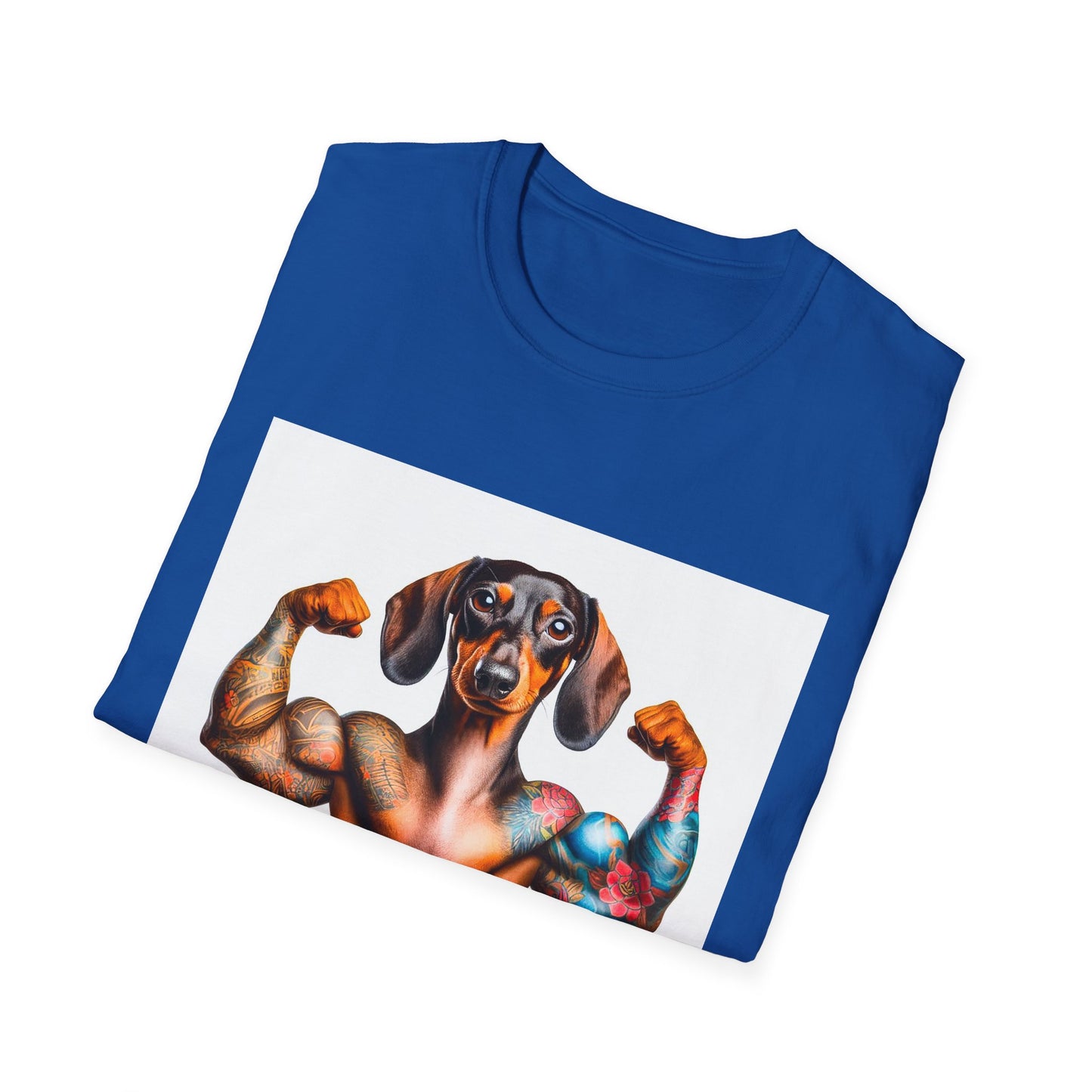 Dachshund muscles man t shirt T-Shirt Printify