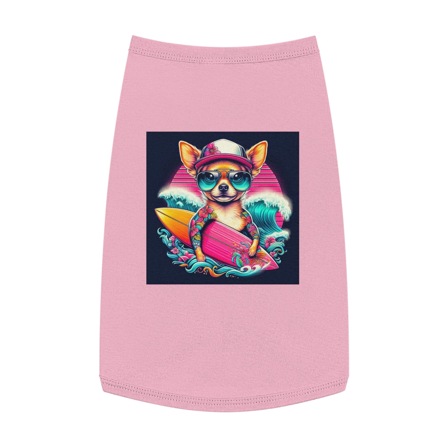 Pet Tank Top Chihuahua pink surfboard t shirt Pets Printify L Pink