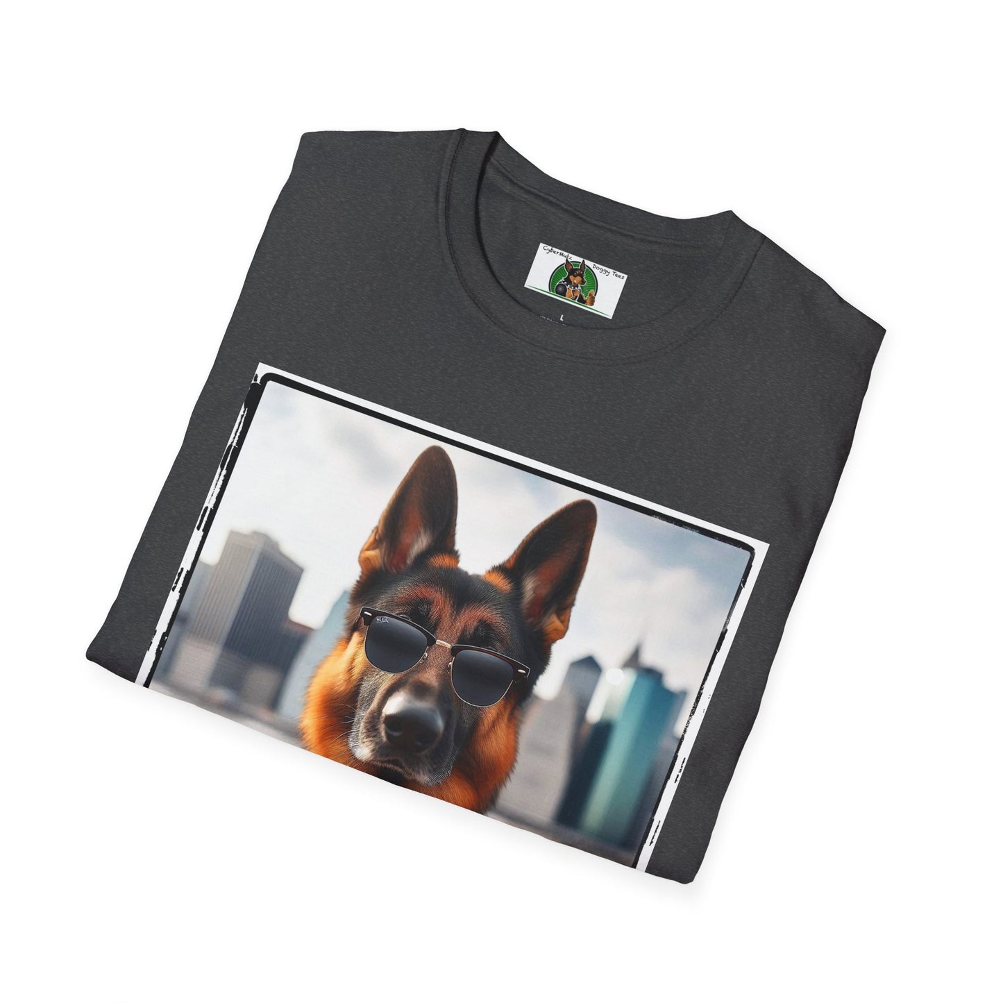 German Shepherd "City Dude" Unisex Softstyle T-Shirt T-Shirt Printify
