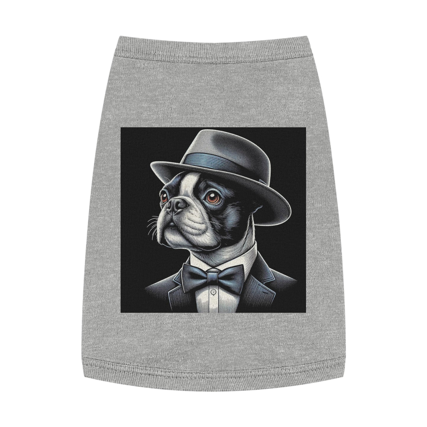 Dog Tank Top Boston Terrier Dog In Top Hat Pets Printify M Heather