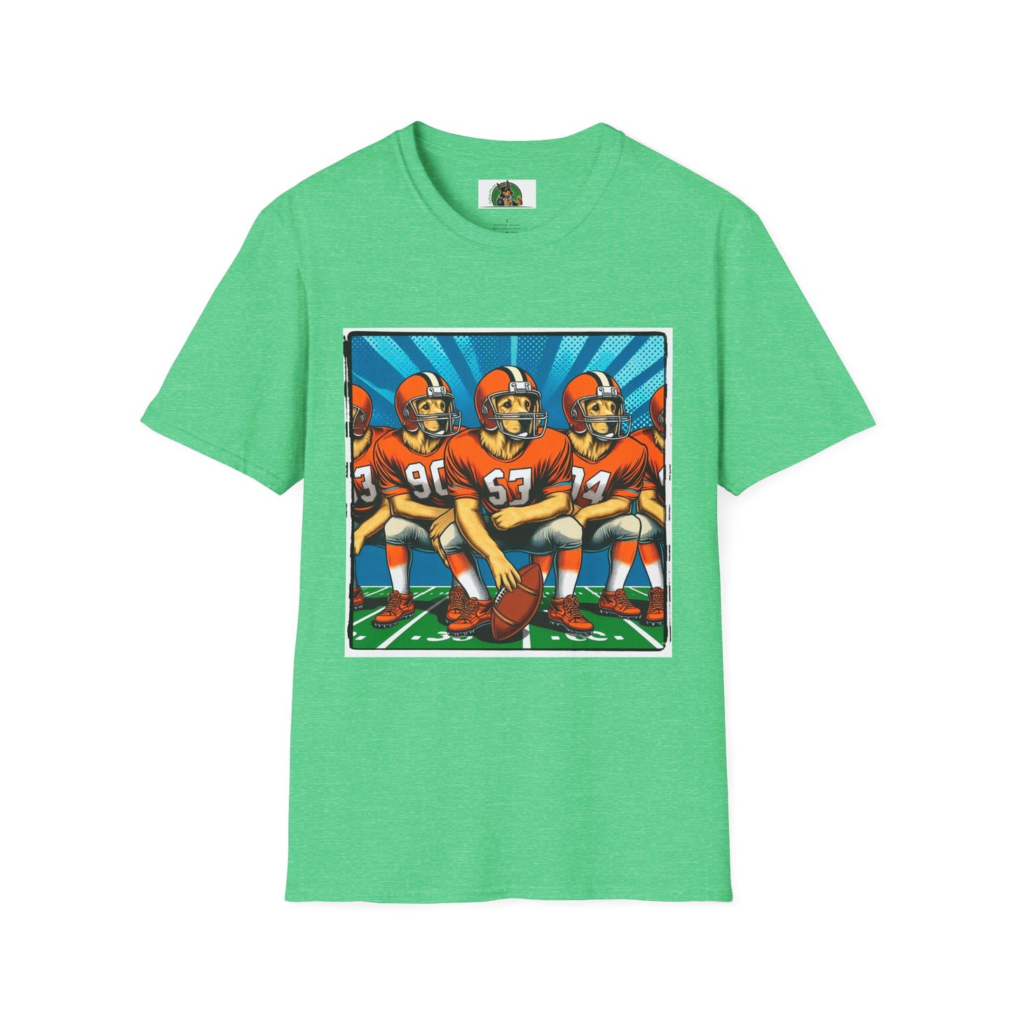 Golden Retriever football sports team shirt T-Shirt Printify S Heather Irish Green