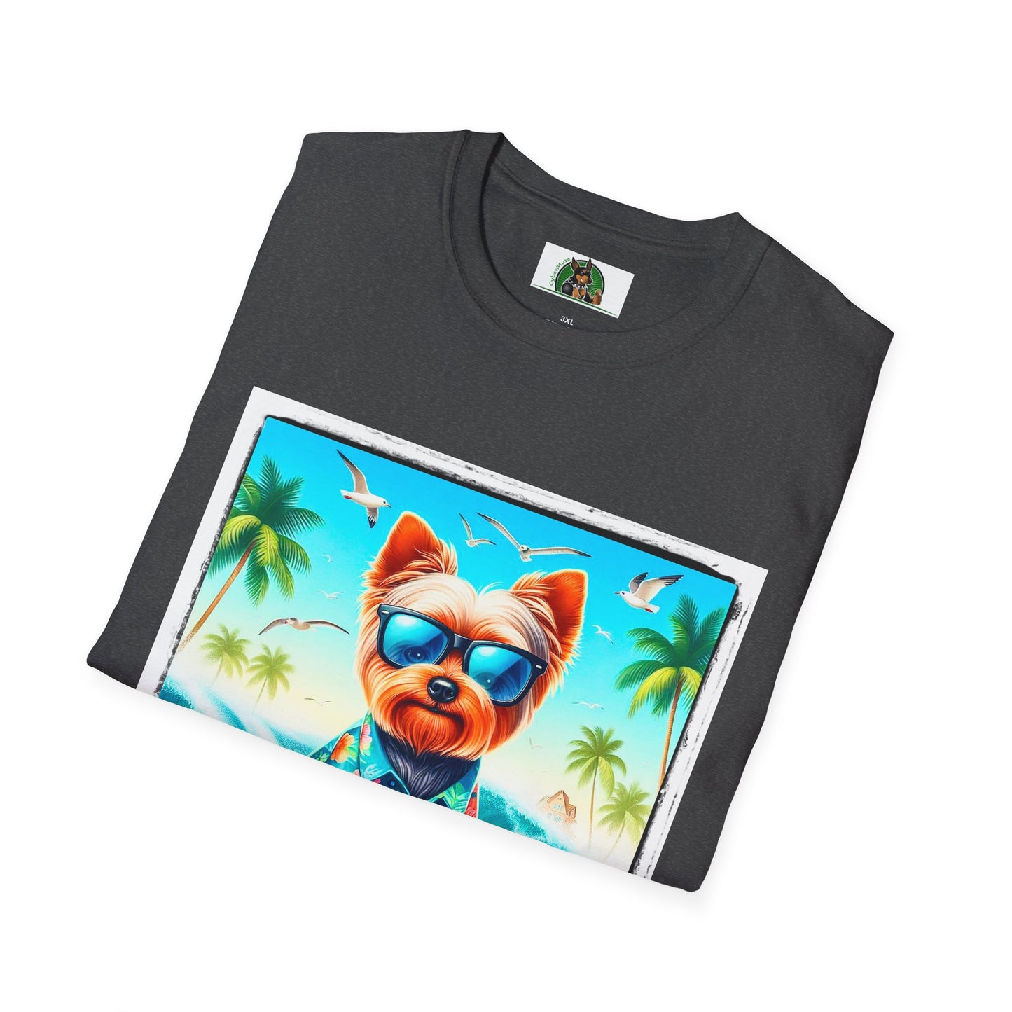 Yorkie blue waves shirt T-Shirt Printify
