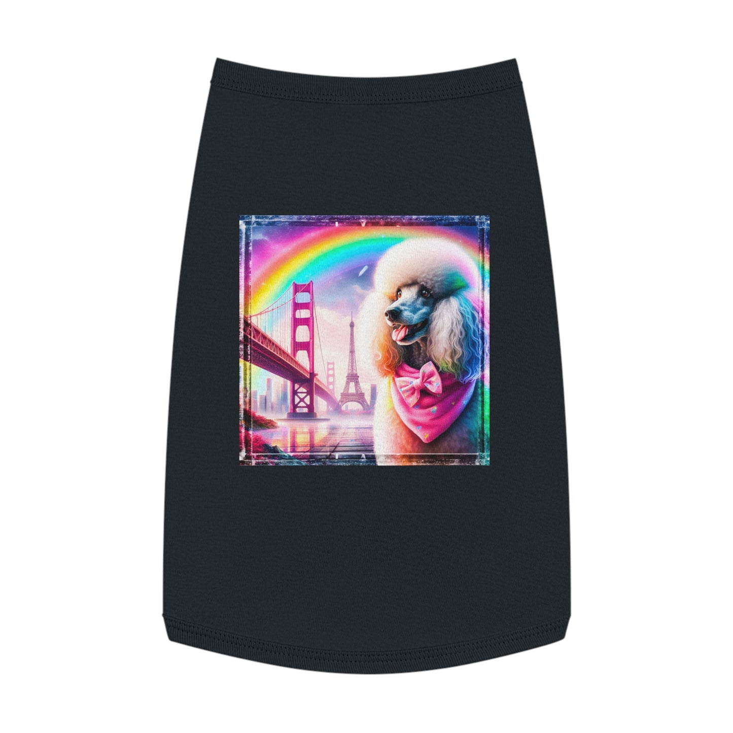 Pet Tank Top Poodle pink bridge shirt Pets Printify L Black