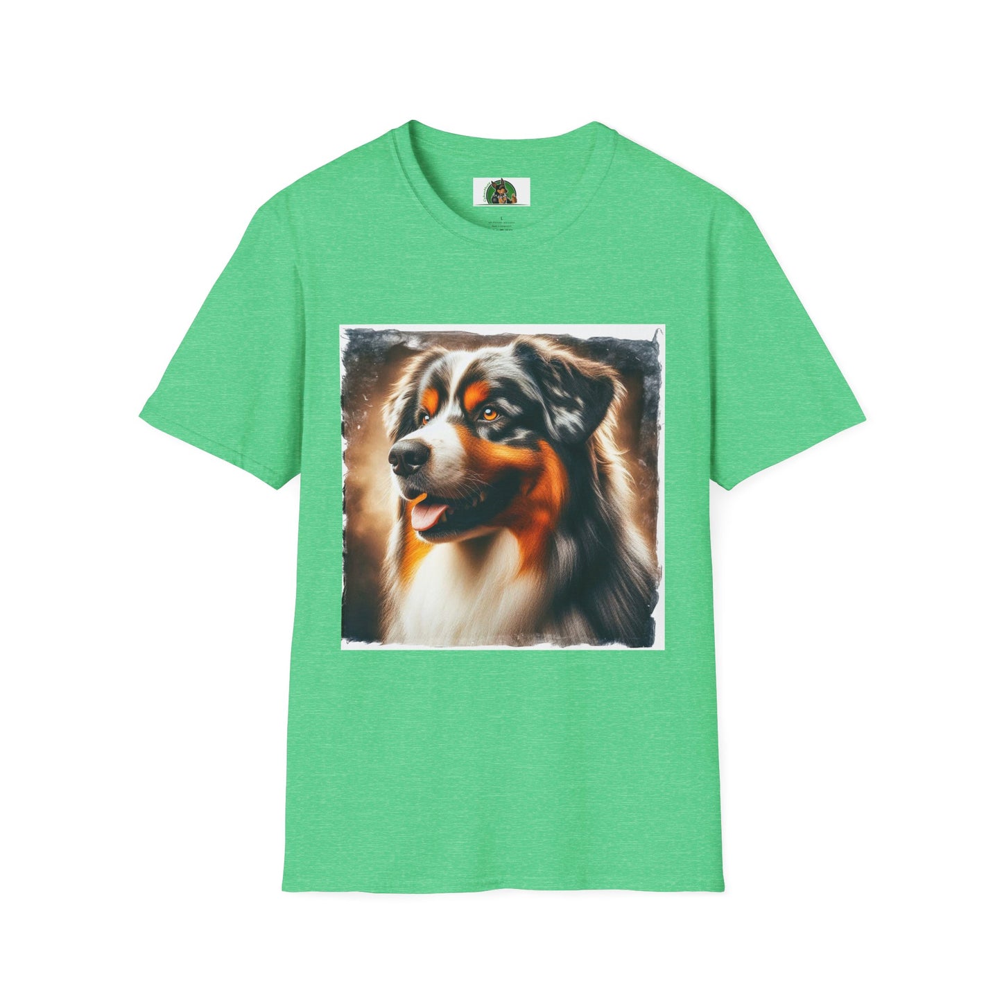Australian Shepherd Profile Pic T-Shirt Printify S Heather Irish Green