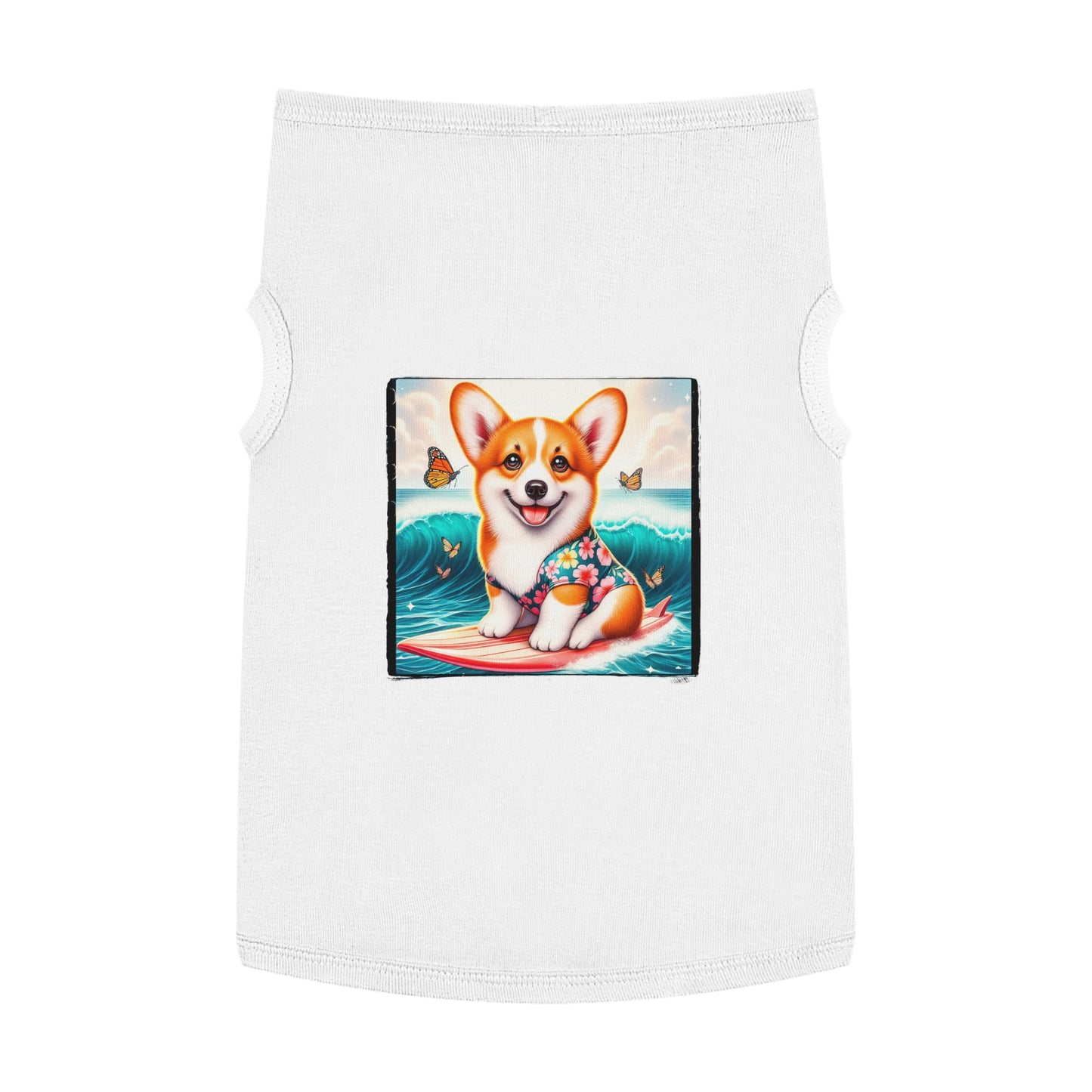 Pembroke Welsh Corgi tiny surfer Pets Printify XL White