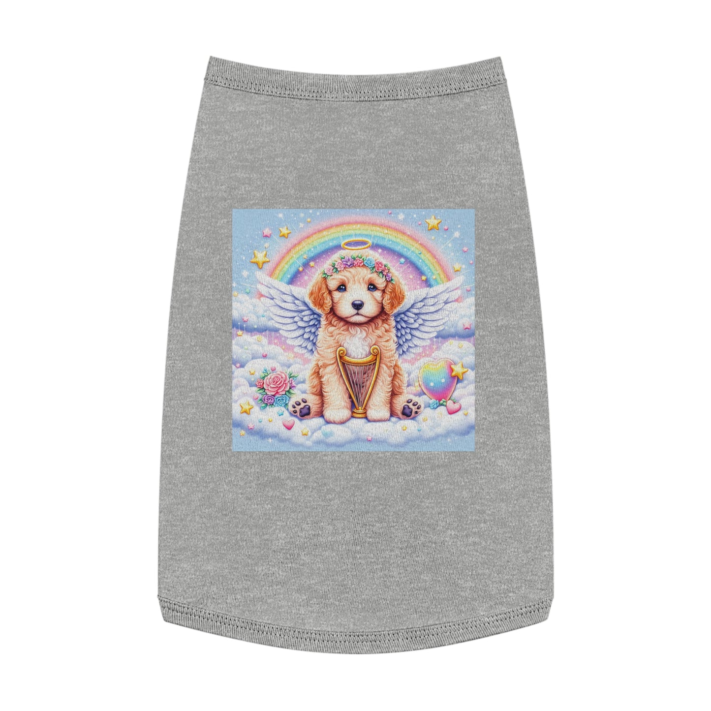 Pet Tank Golden Doodle baby Angel shirt Pets Printify L Heather