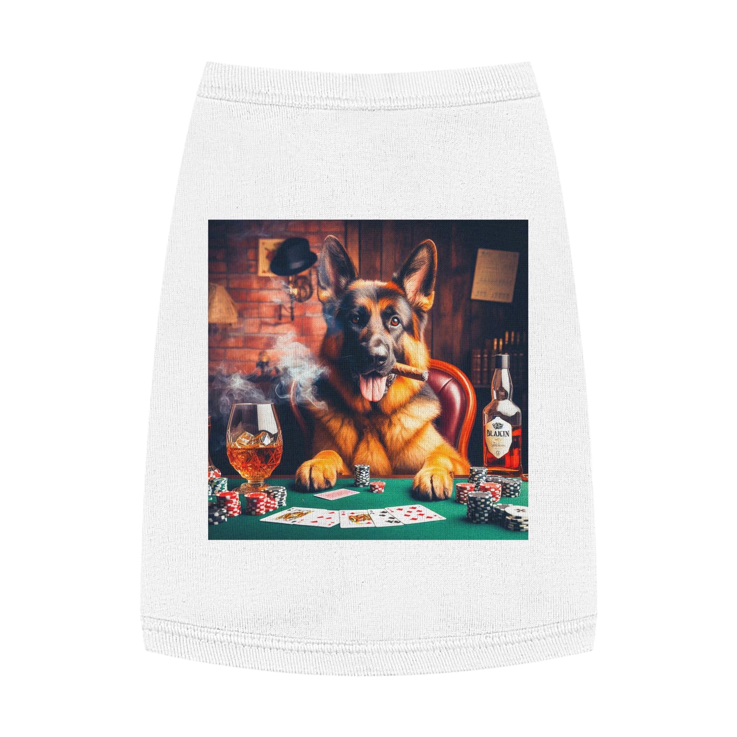 German Shepherd gambling shirt Pets Printify M White