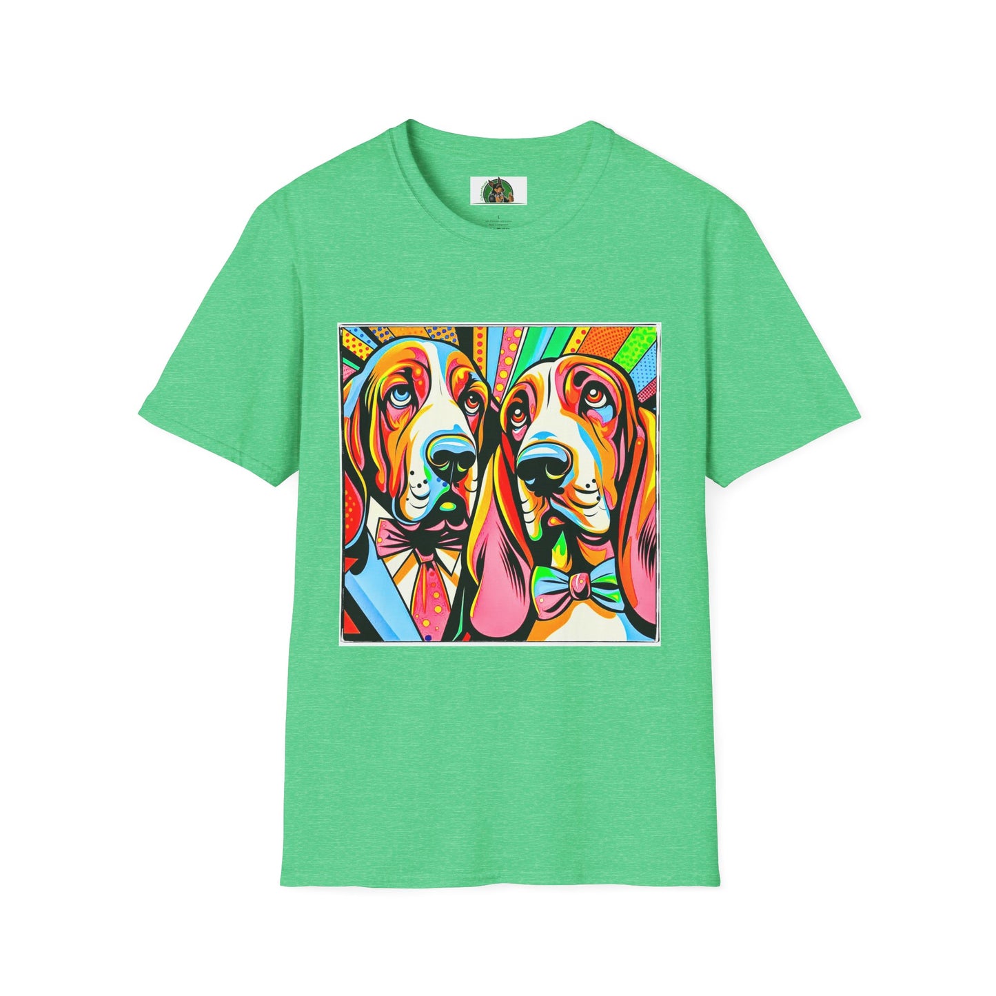Basset Hound Boys Pop Art Pic T-Shirt Printify S Heather Irish Green