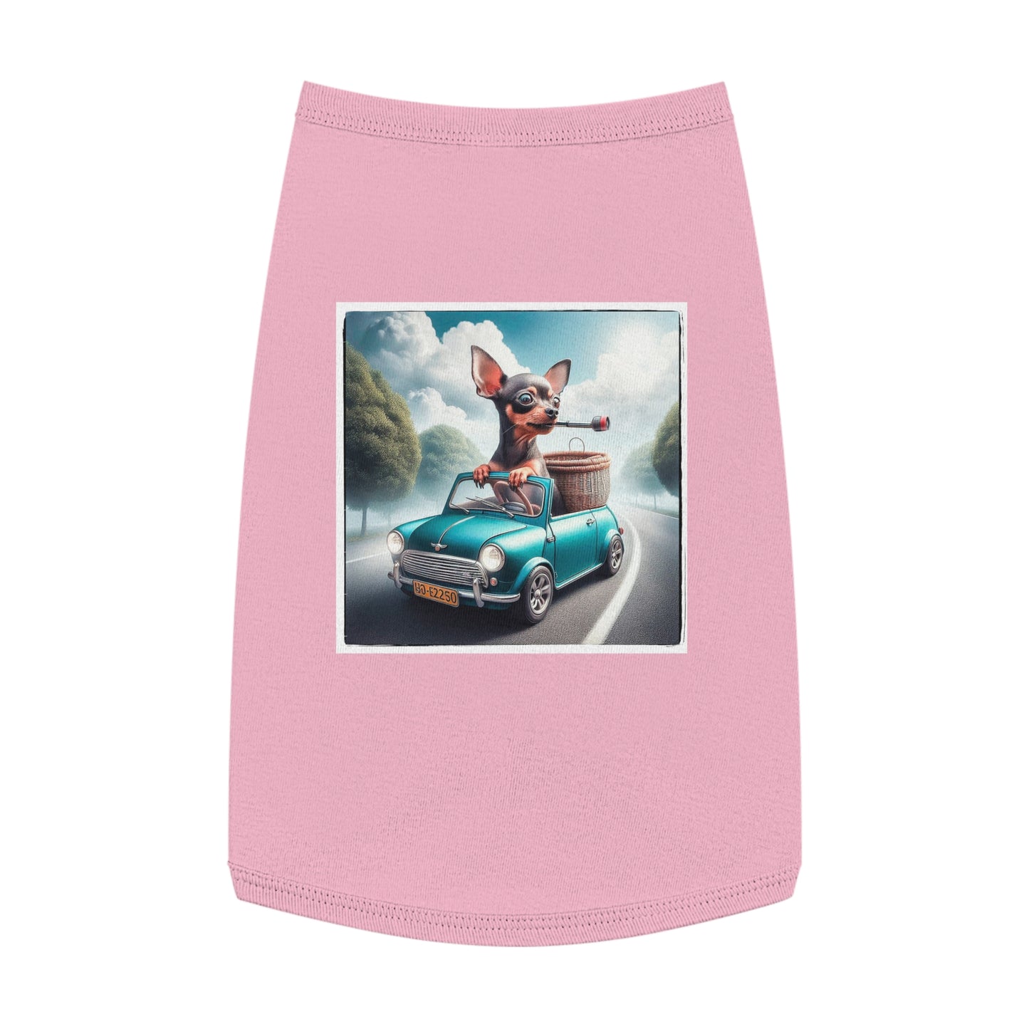 - Min Pin Tank Tops driving and smoking Pets Printify L Pink