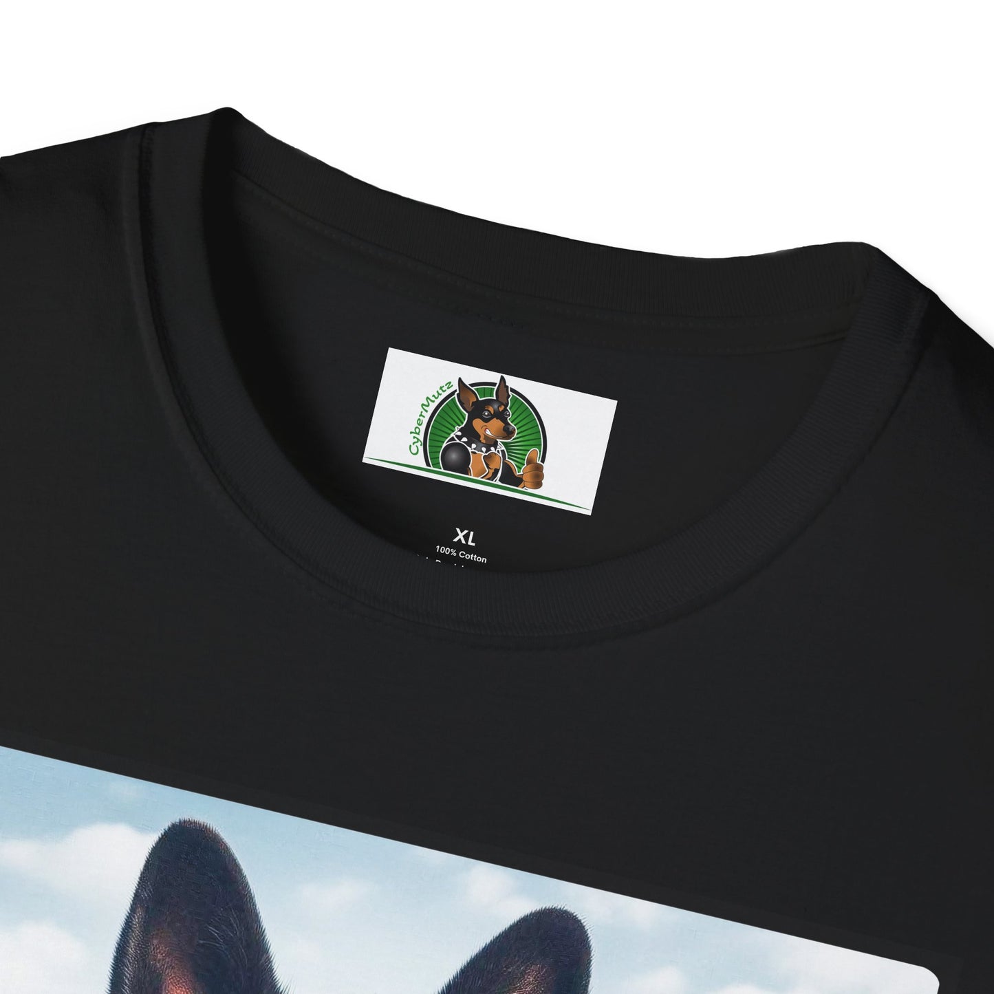 German Shepherd men in black shirt T-Shirt Printify