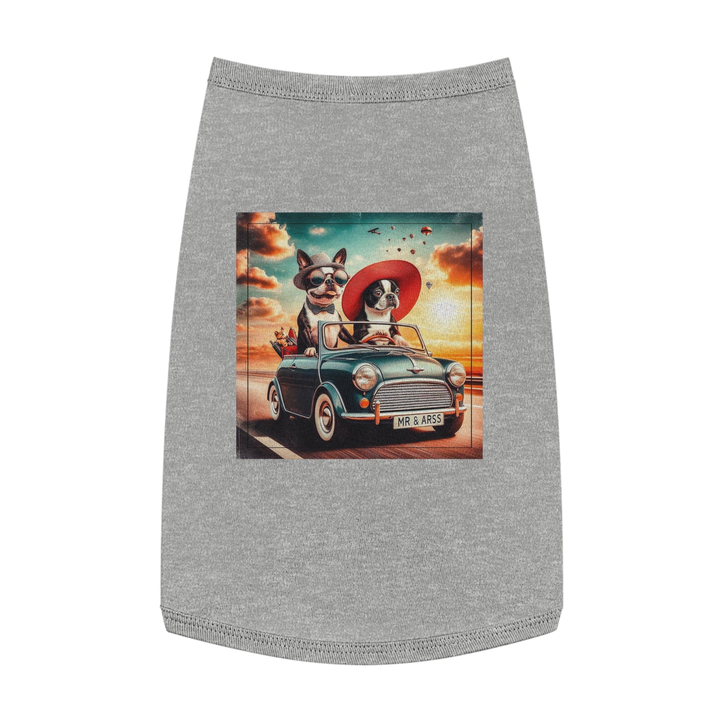 Wacky Boston Terrier Dog Driving in Car Tank Top For Pet Pets Printify L Heather