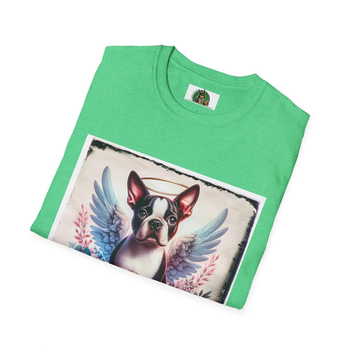 Boston Terrier Terrier Angel And Roses Tshirt T-Shirt Printify