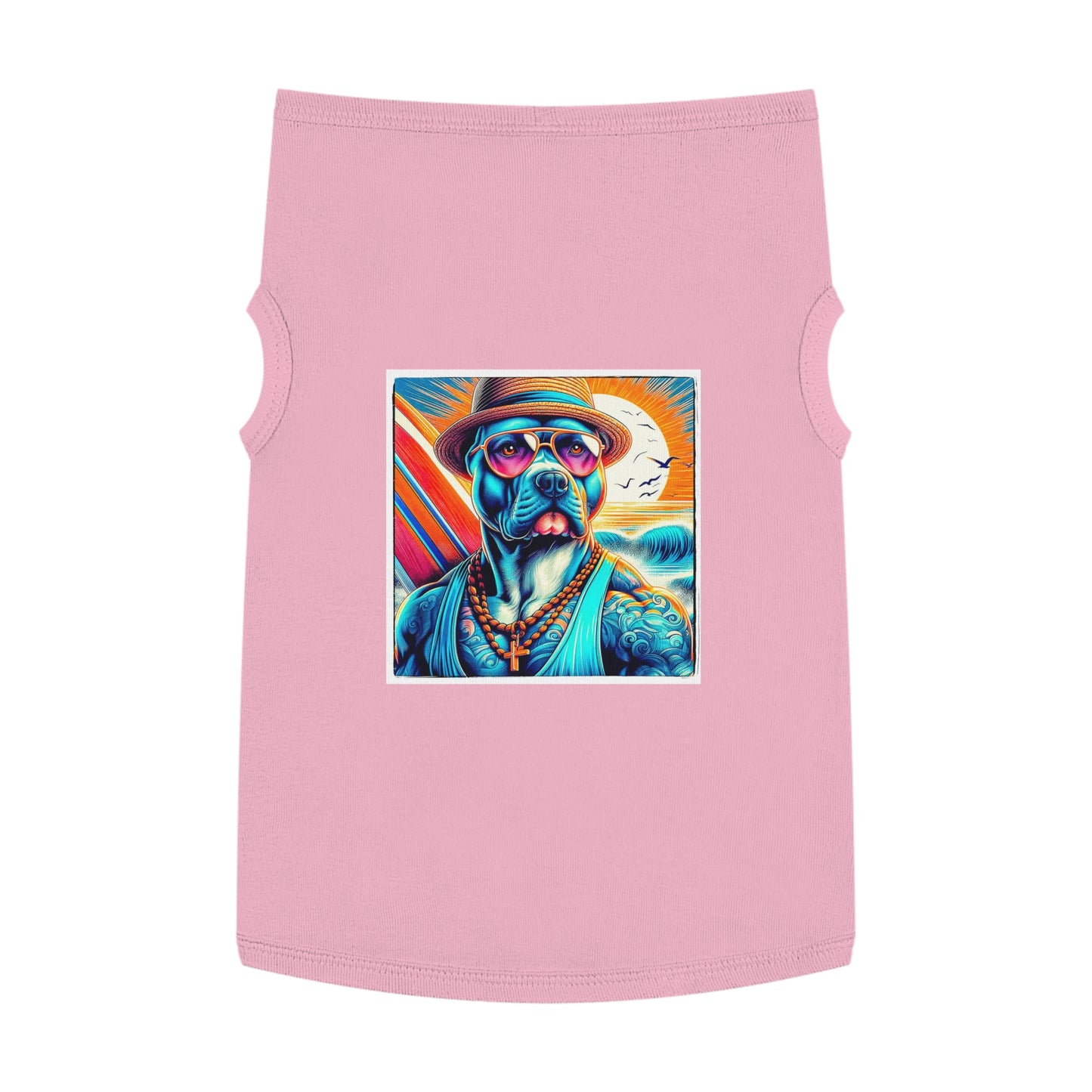 Pet Tank Top Pit Bull surfer Pets Printify XL Pink