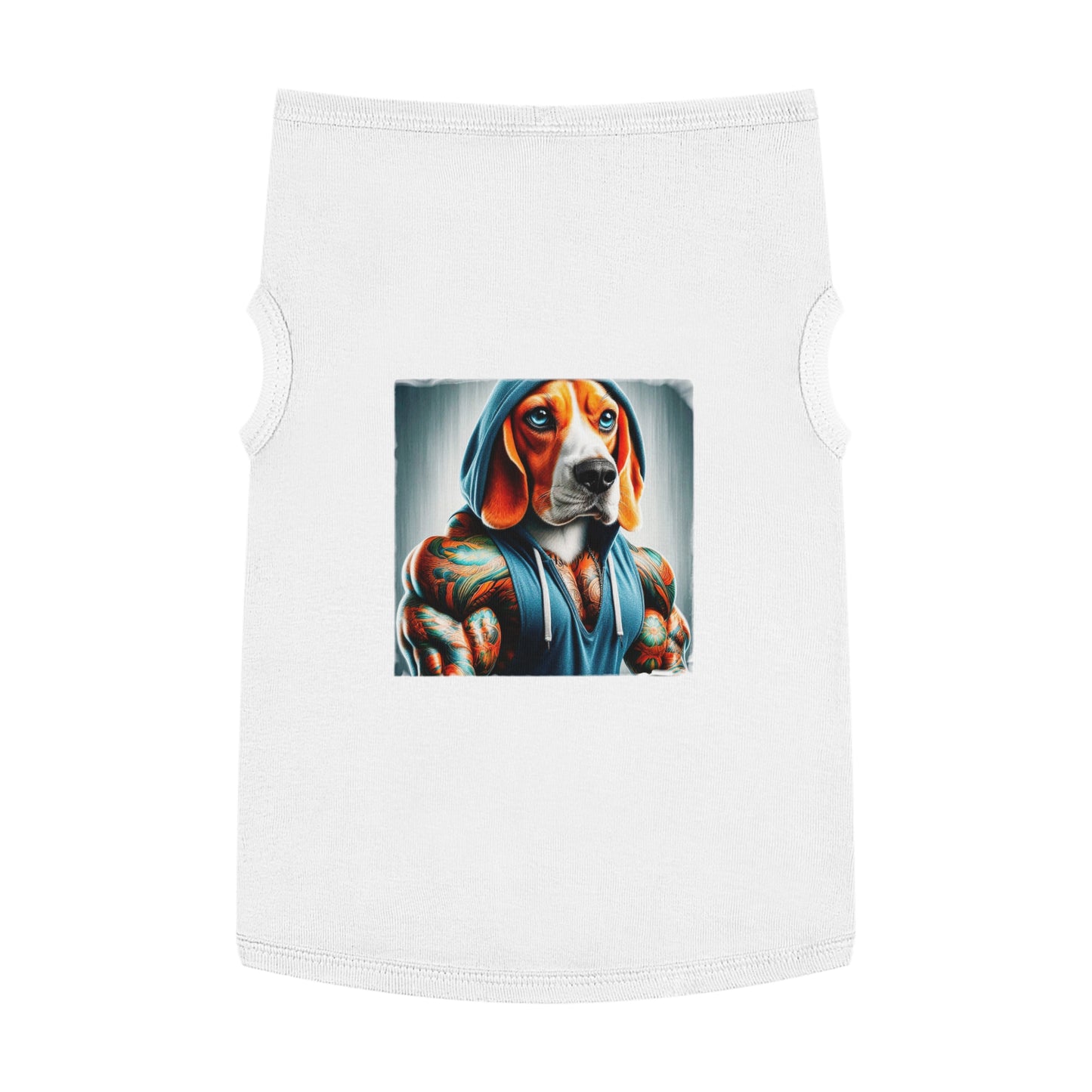 Pet Tank Top Beagle Muscle Dog Wearing Hoodie Pets Printify XL White