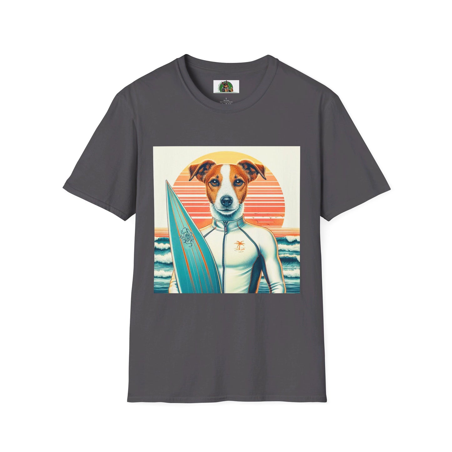 Jack Russell Wet Suit Surfer T-Shirt Printify S Charcoal