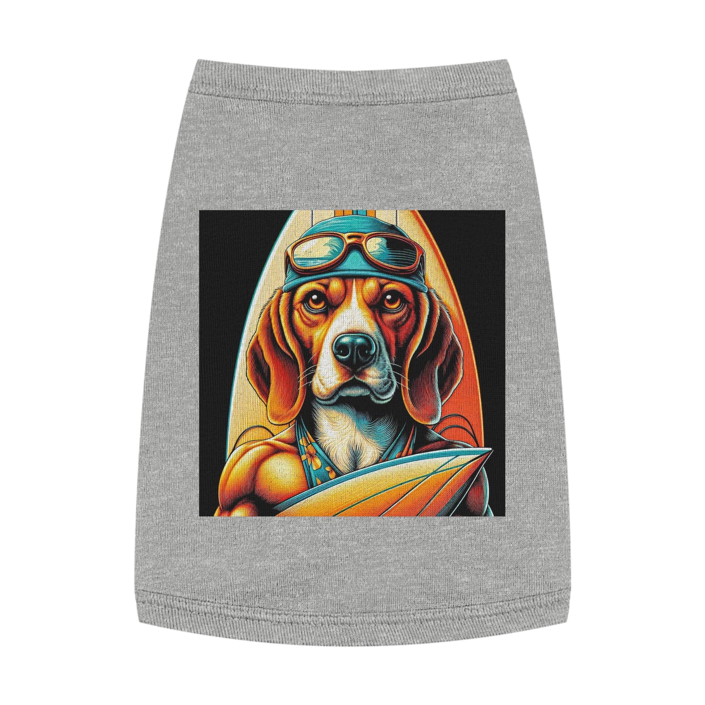 Pet Tank Top Beagle Surfer Dog Pets Printify M Heather