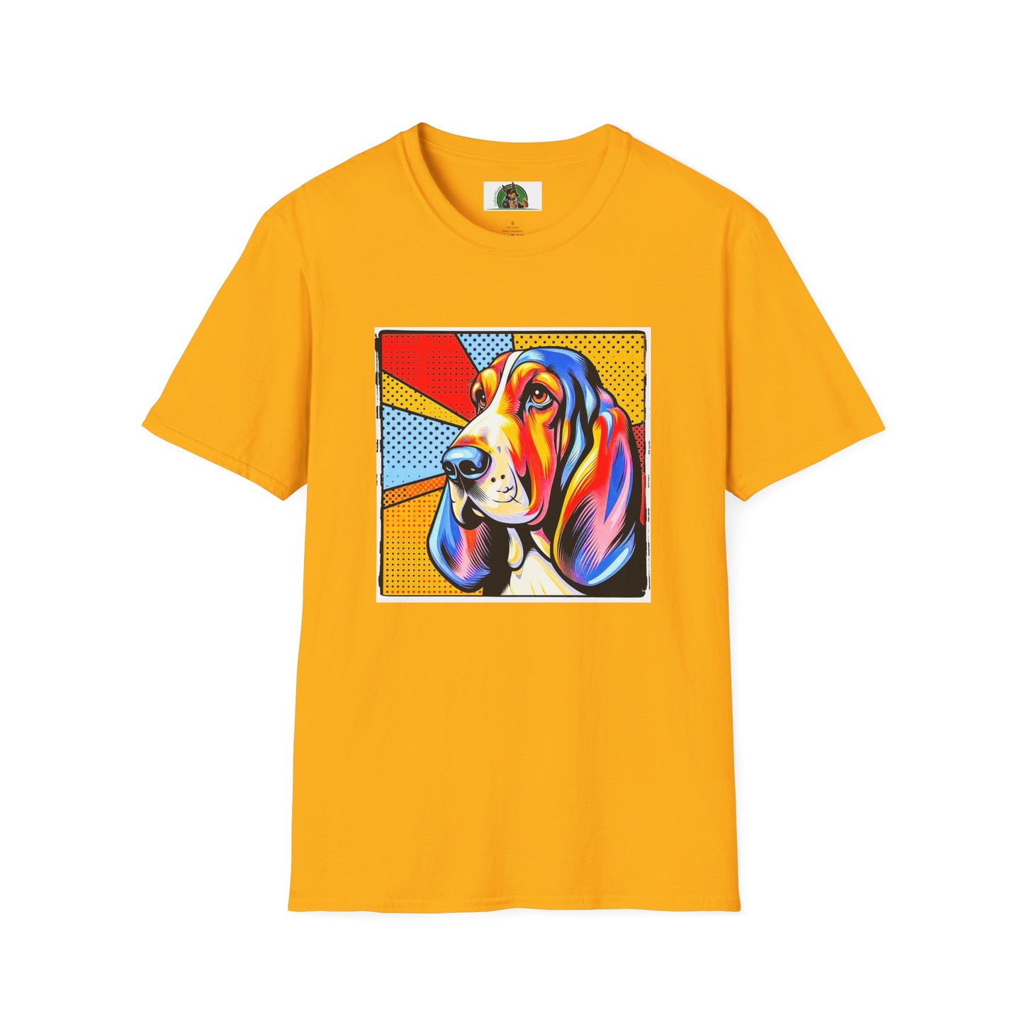 Basset Hound Profile Pop Art Pic T-Shirt Printify S Gold