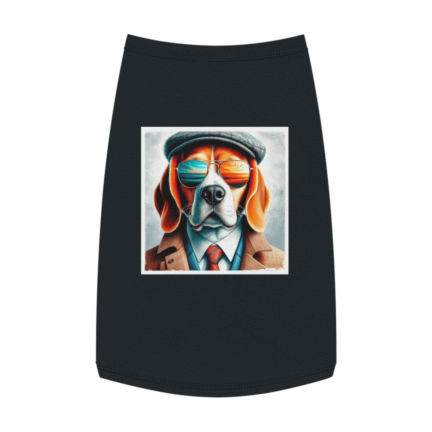 Pet Tank Top Beagle Dog Wearing Jacket And Hat Pets Printify L Black