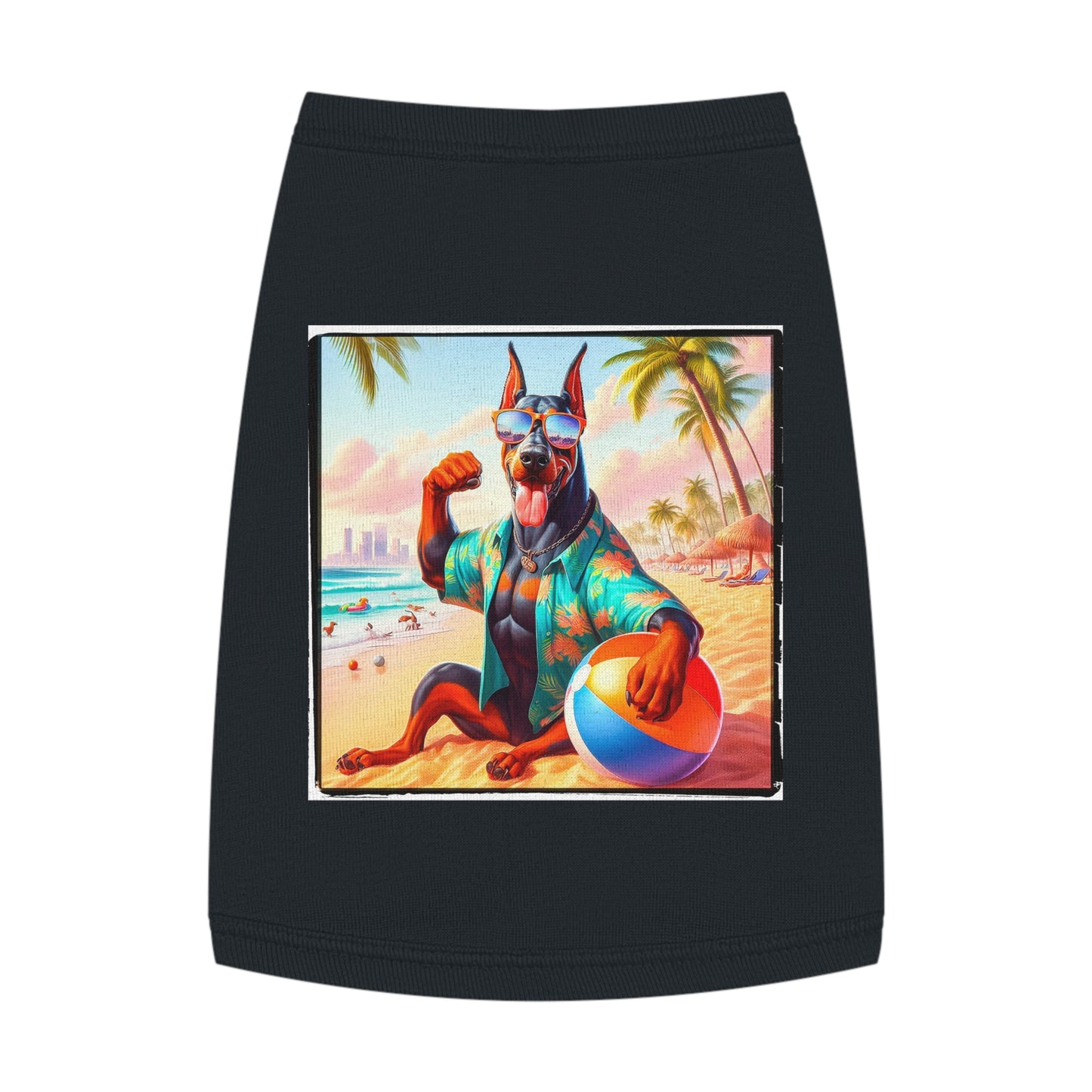 Pet Tank Top Doberman fun in the sun t shirt Pets Printify M Black