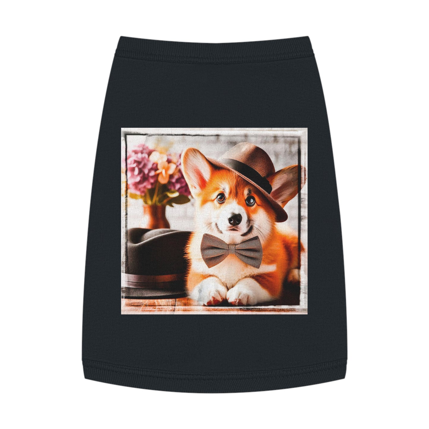 Pet Tank Top Pembroke Welsh Corgi pretty bow tie Pets Printify
