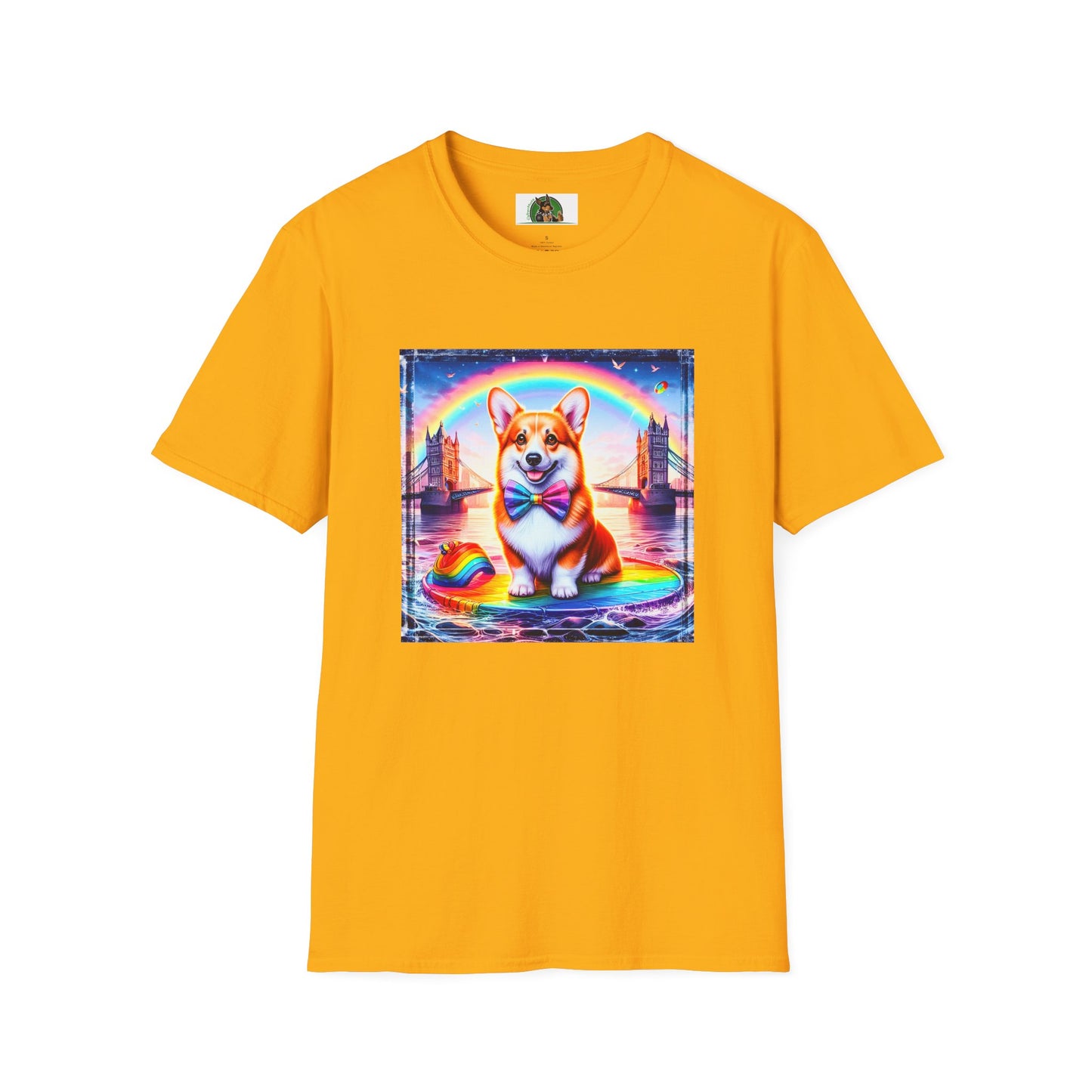 Pembroke Welsh Corgi colorful rainbow T-Shirt Printify S Gold
