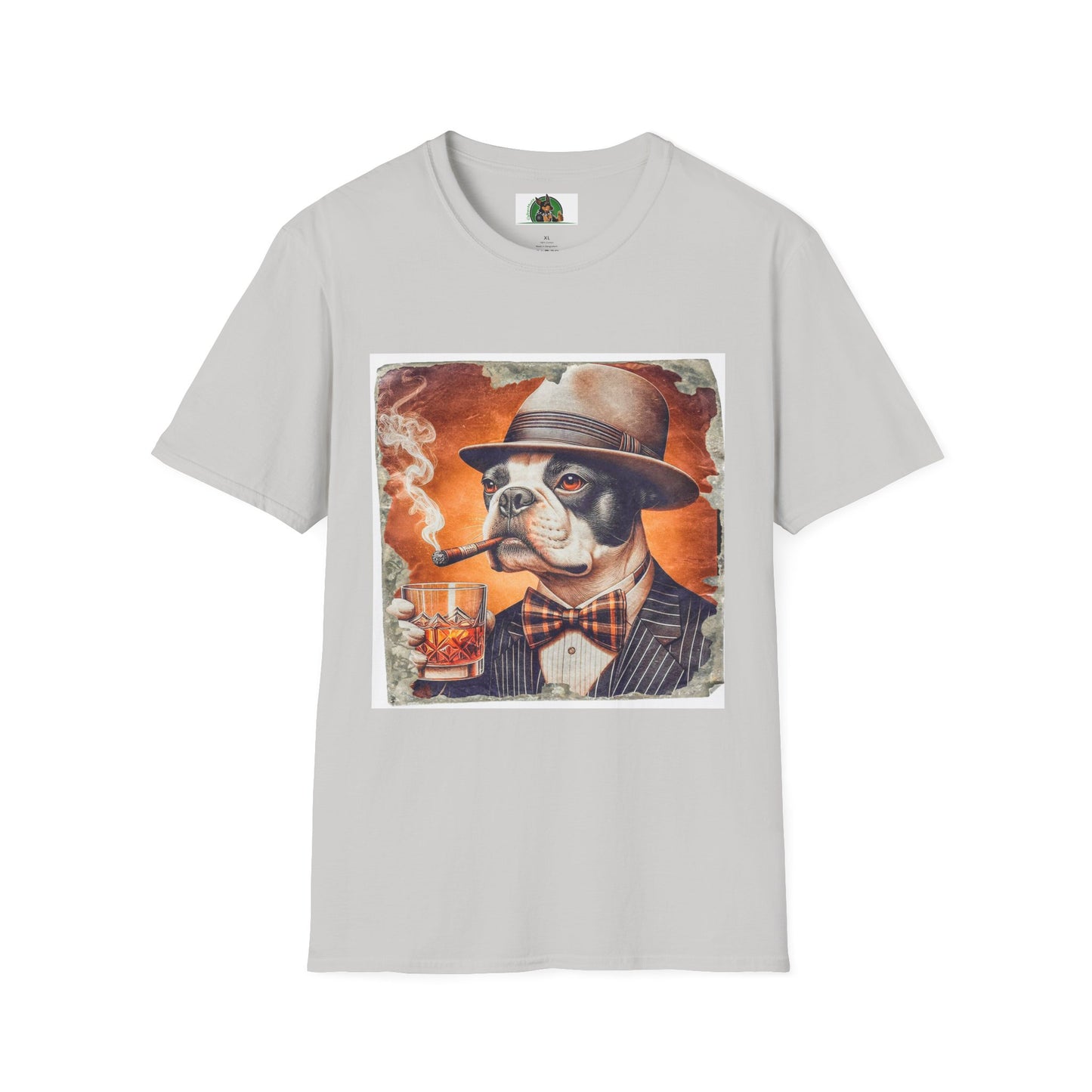 Boston Terrier Smoking T-Shirt T-Shirt Printify S Ice Grey