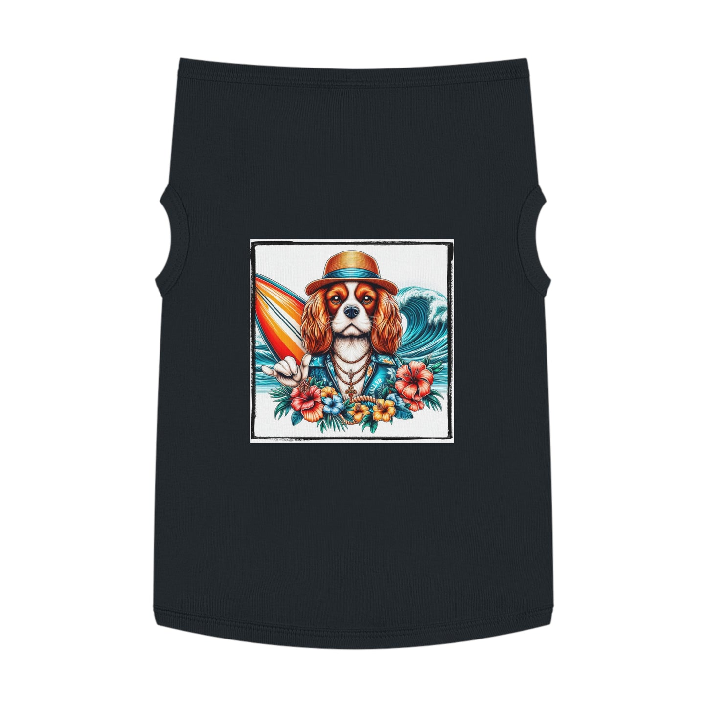 Pet Tank Top Cavalier King Charles Spaniel Hawaiian Surfer T Shirt Pets Printify