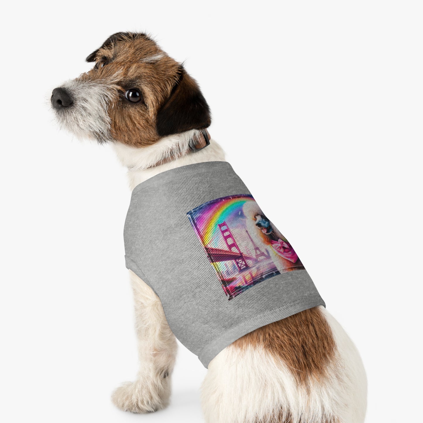 Pet Tank Top Poodle pink bridge shirt Pets Printify
