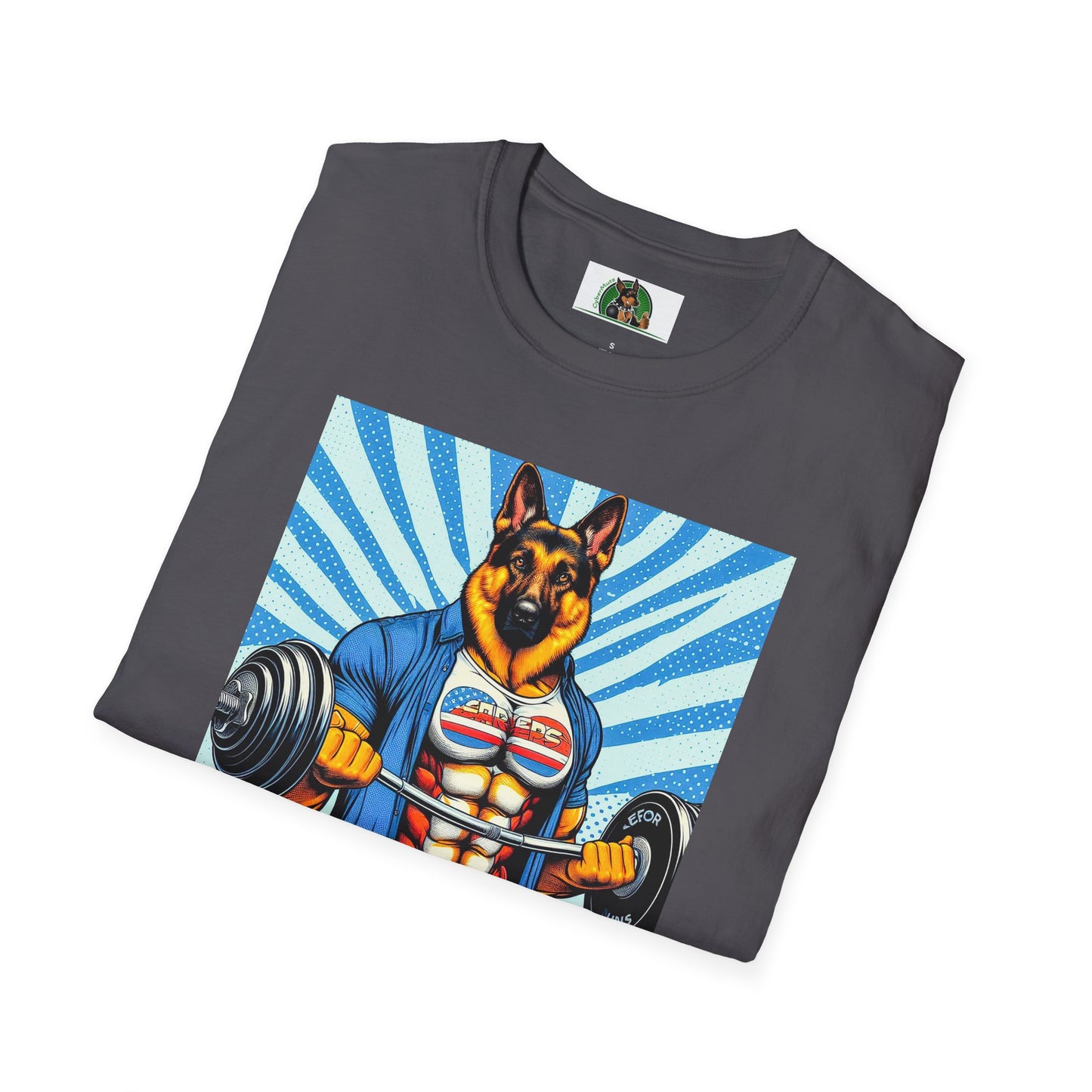 German Shepherd working out shirt T-Shirt Printify