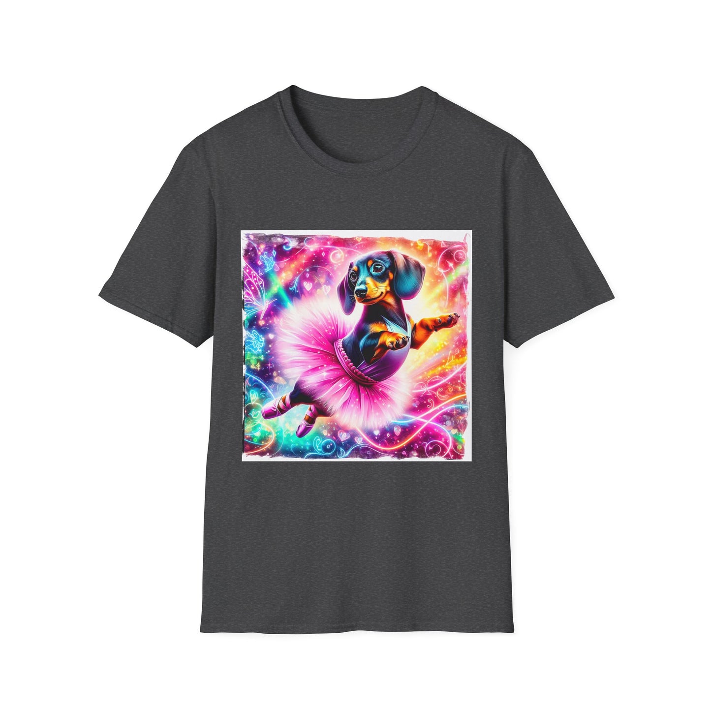 Dachshund pretty ballerina t shirt T-Shirt Printify XS Dark Heather