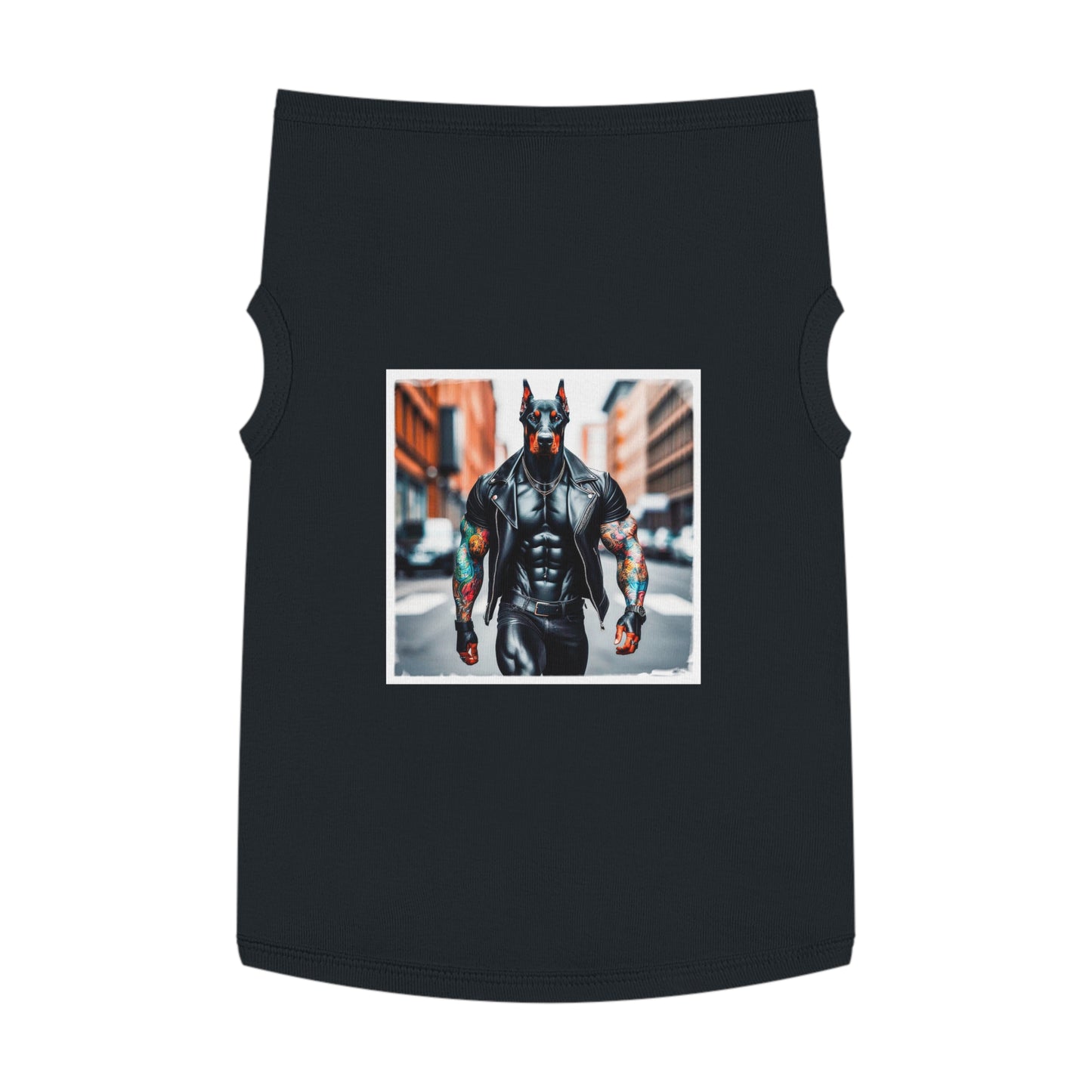 Pet Tank Top Doberman tough in black t shirt Pets Printify