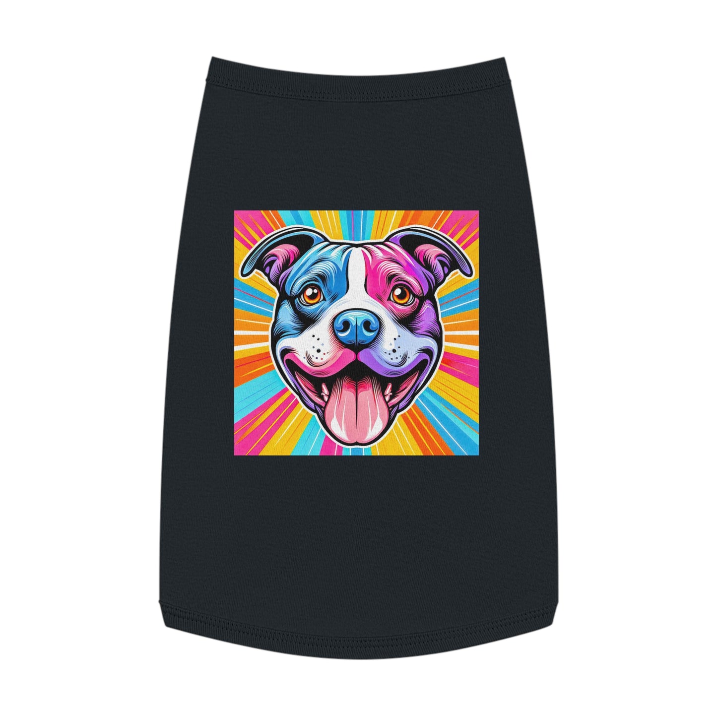Pet Tank Top Pit Bull pink and blue shirt Pets Printify L Black