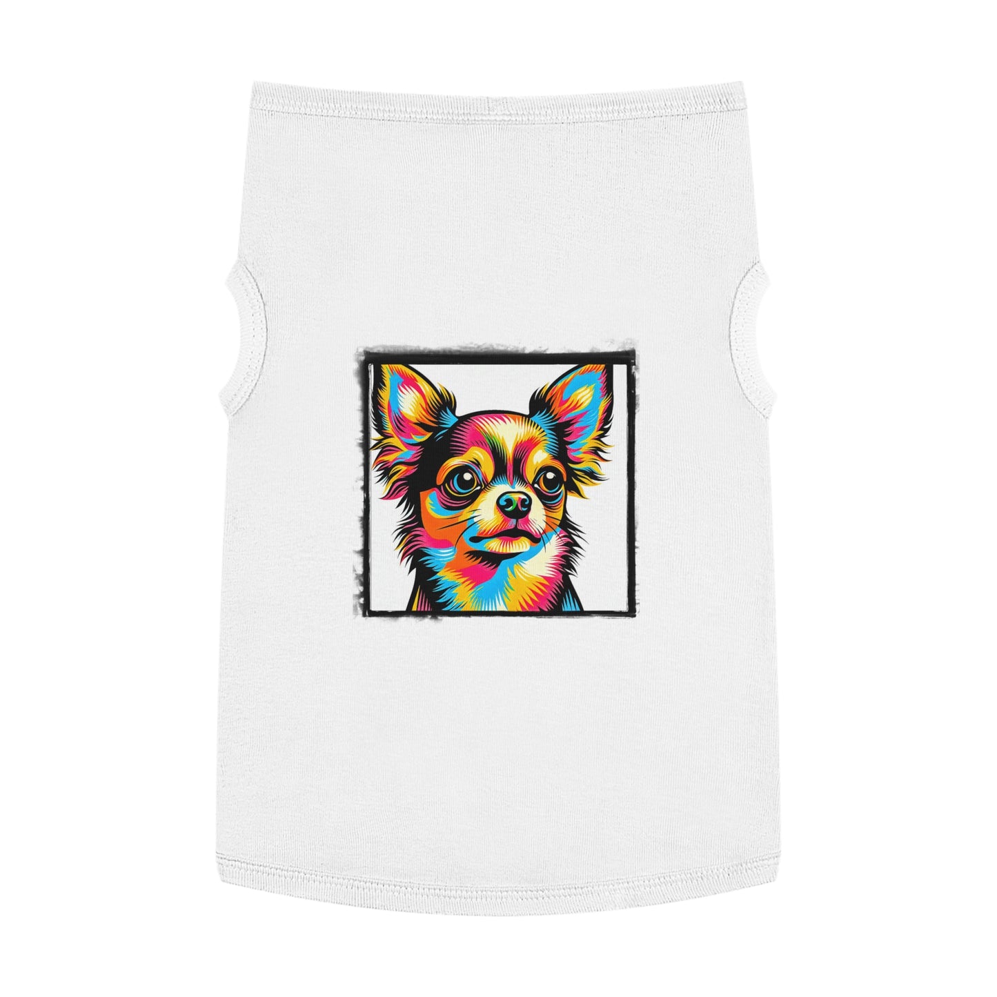 Pet Tank Top Chihuahua colorful portrait t shirt Pets Printify XL White