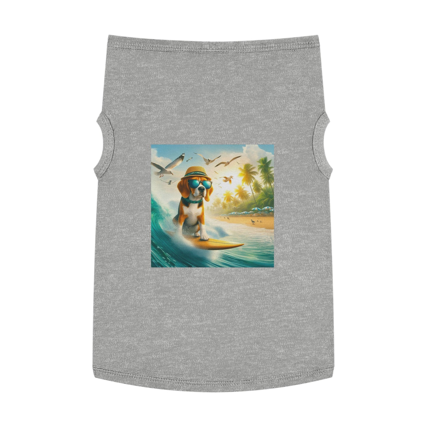 Pet Tank Top Beagle Surfer Dog Pets Printify XL Heather