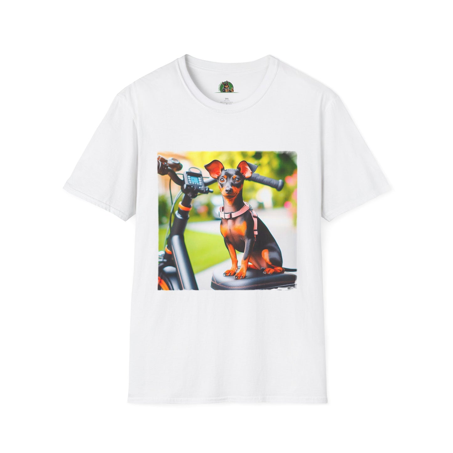 Min Pin T-Shirt bike riding T-Shirt Printify XS White