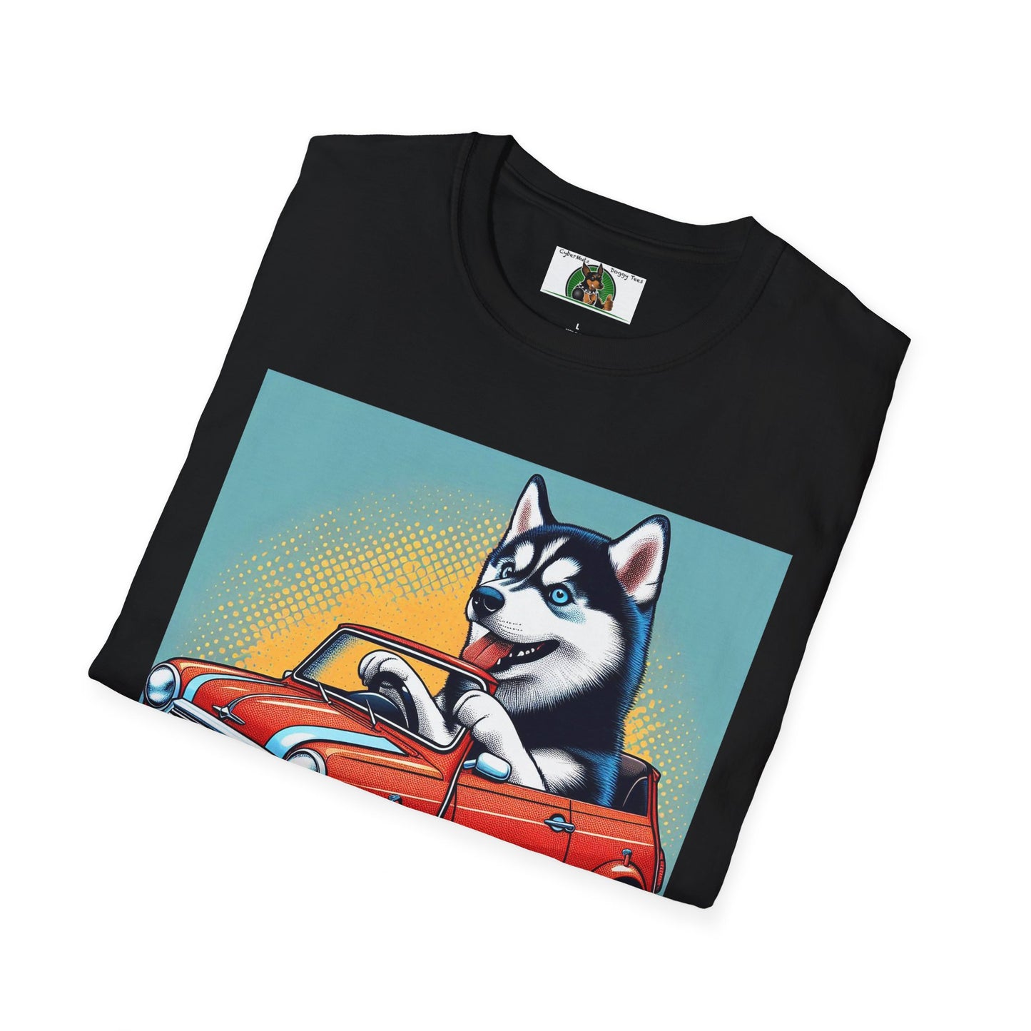 Husky in a Wacky Little Car T-Shirt Printify